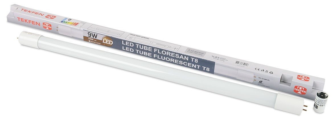 Tekfen Led Tup Floresan T8 9W Sari- Tk-T8-9W-Ww