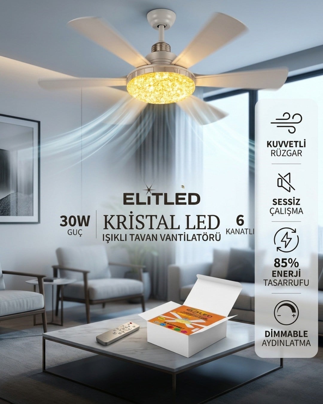 Vantilatörlü Led Ampul E27 Duy Kumandalı