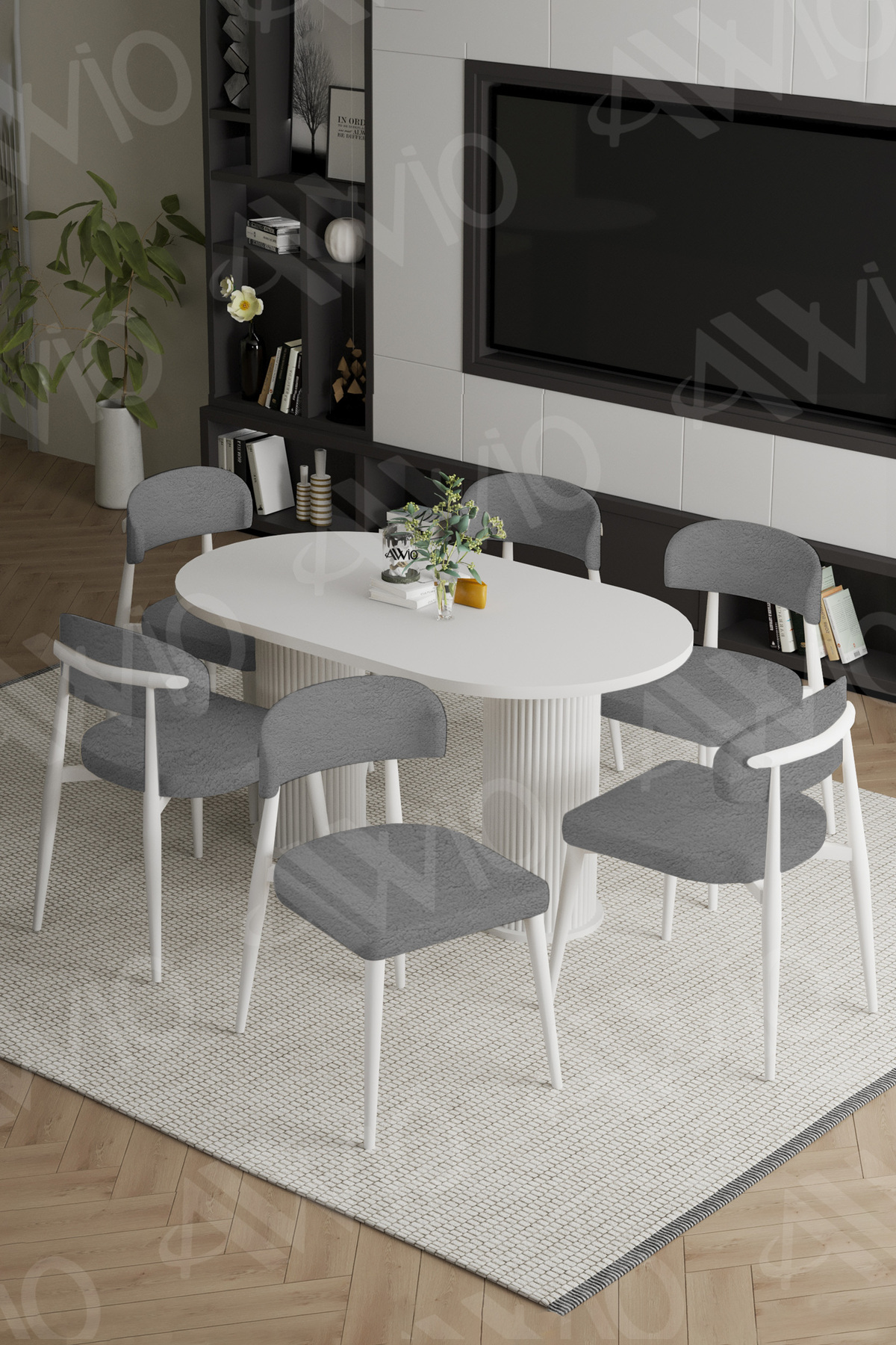 Vermond Bohem Ayak Beyaz Polo Sandalye 80x160 Mutfak Masa Sandalye Takımı Beyaz
