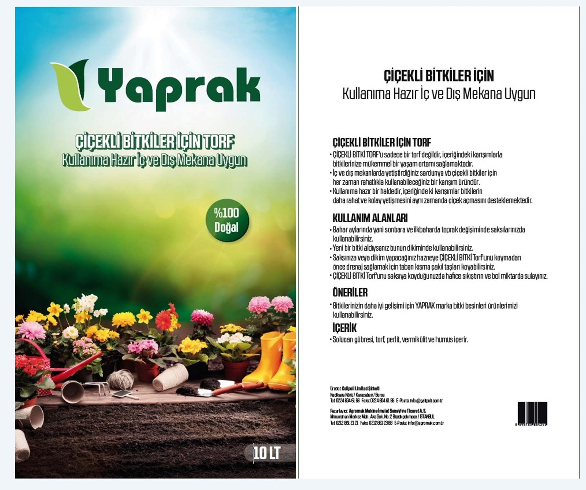 Yaprak Cicekli Bitkiler Torf 5 Lt