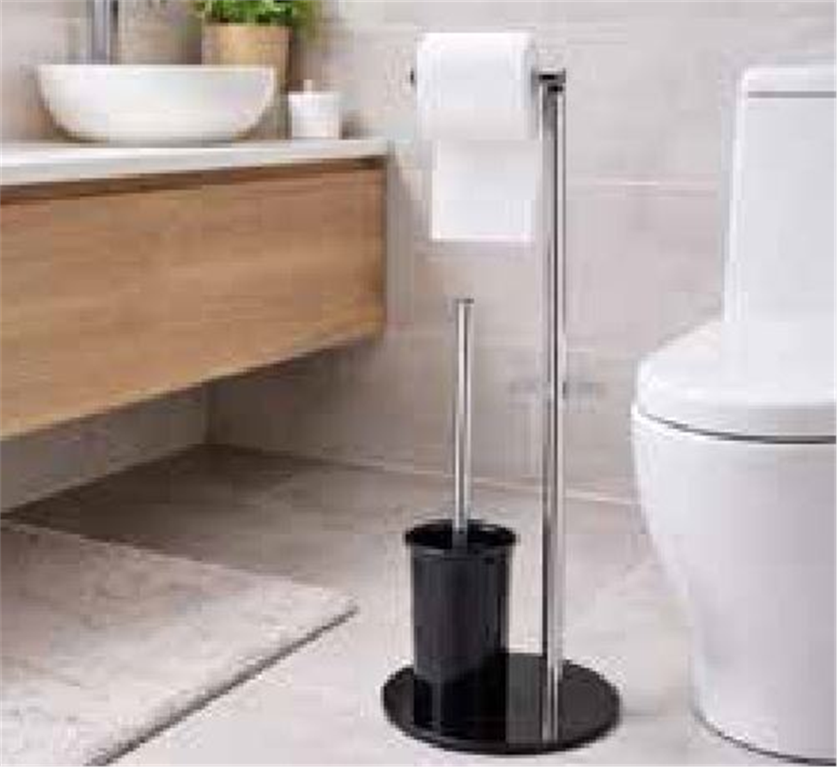Zen Home Ayaklı Kağıtlık Ve Fırça Seti Cam - Pm1201Tb