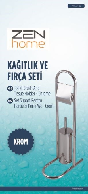 Zen Home Ayaklı Kağıtlık Ve Fırça Seti Krom - Pm1203Tb