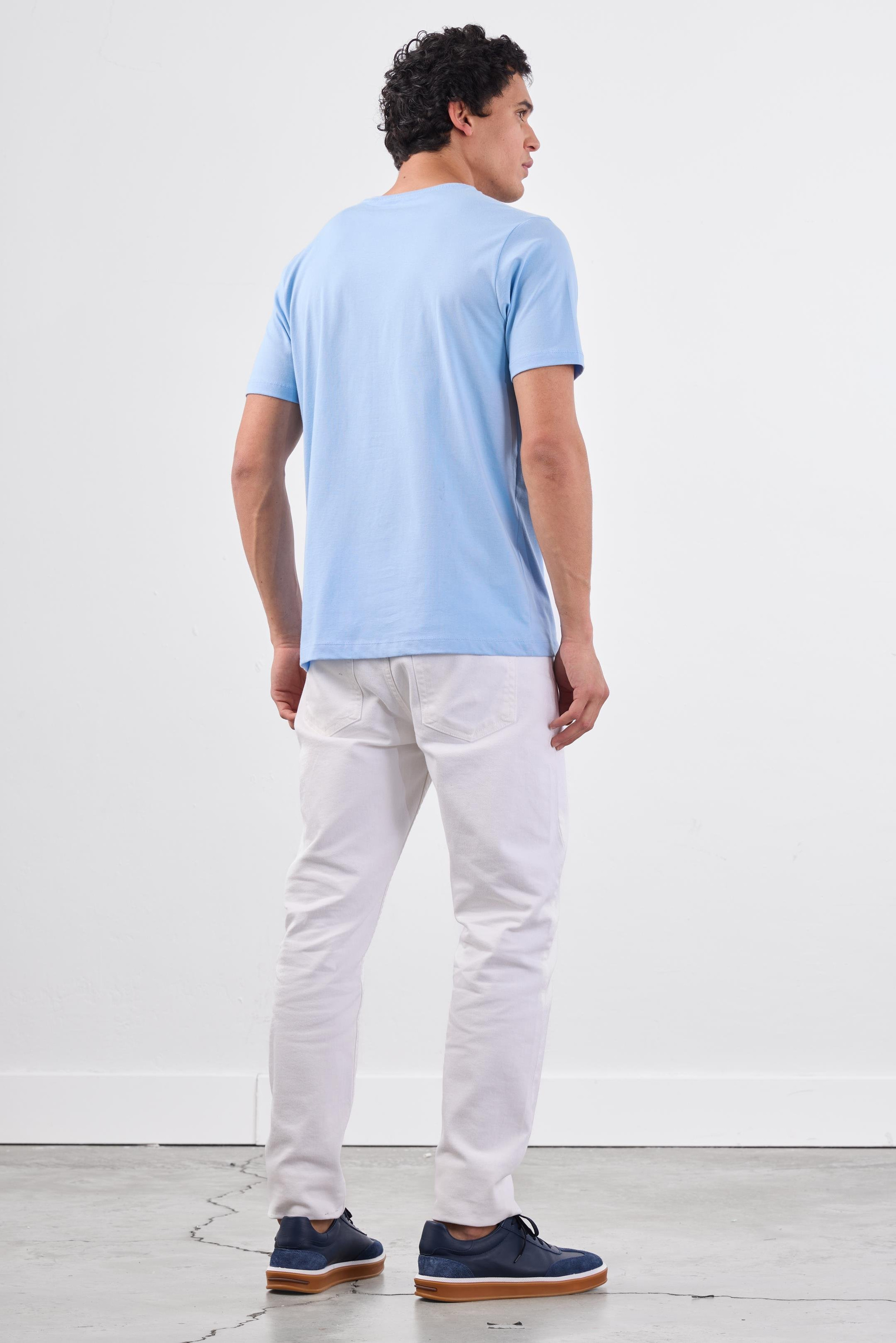 A.MAVİ   DÜZ ERKEK TSHIRT - SLIM FIT