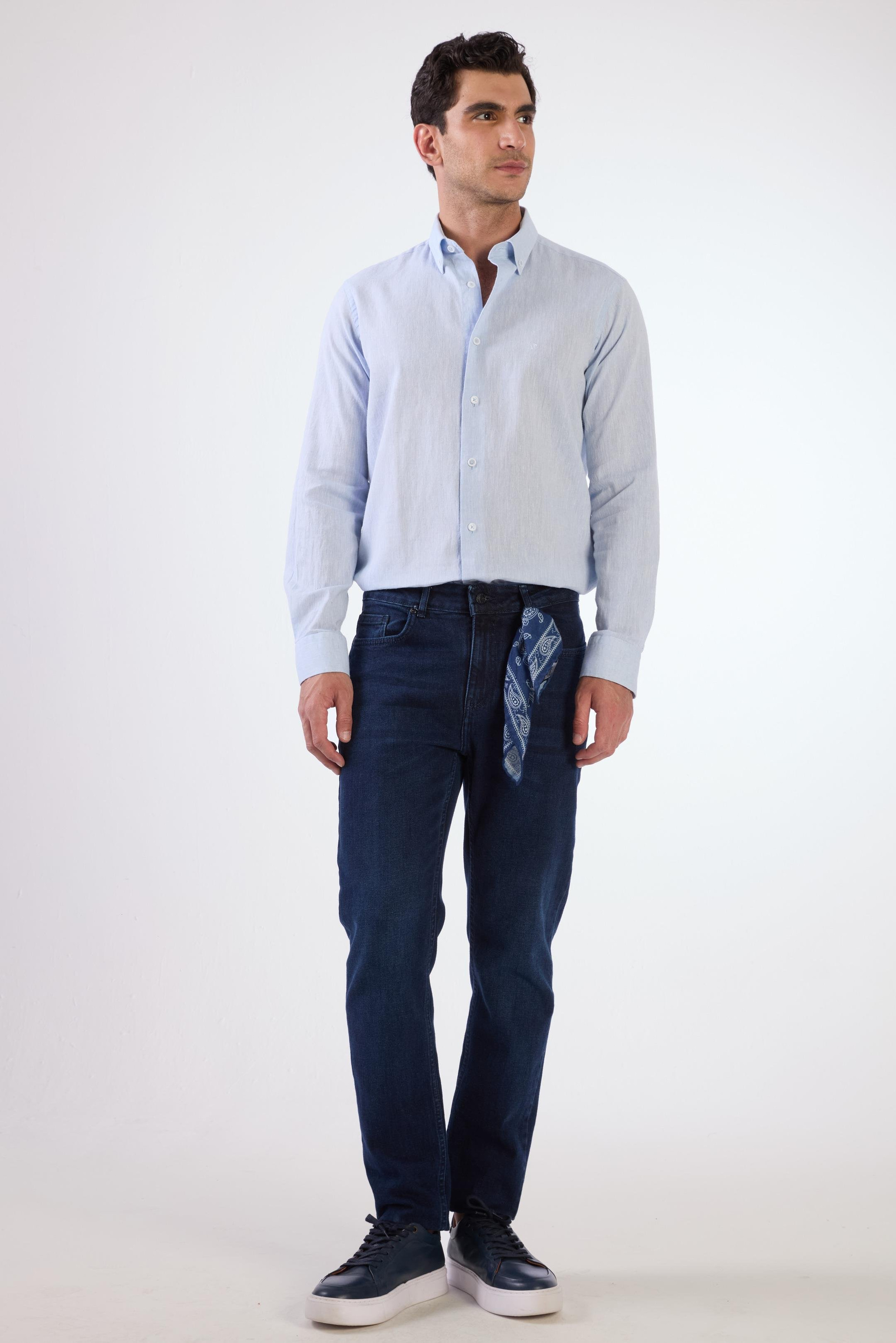 A.MAVİ   DÜZ ERKEK GÖMLEK - REGULAR FIT