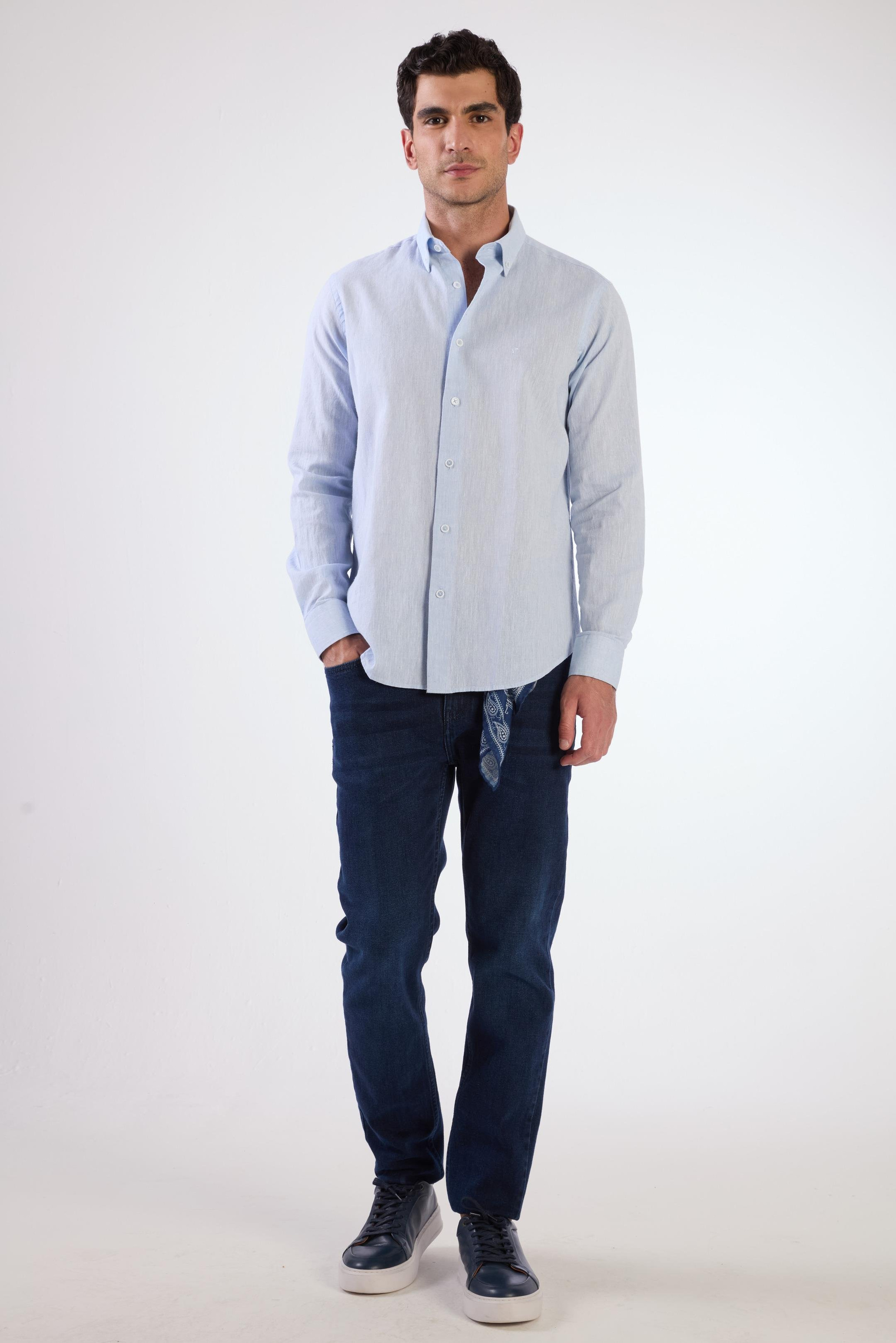 A.MAVİ   DÜZ ERKEK GÖMLEK - REGULAR FIT