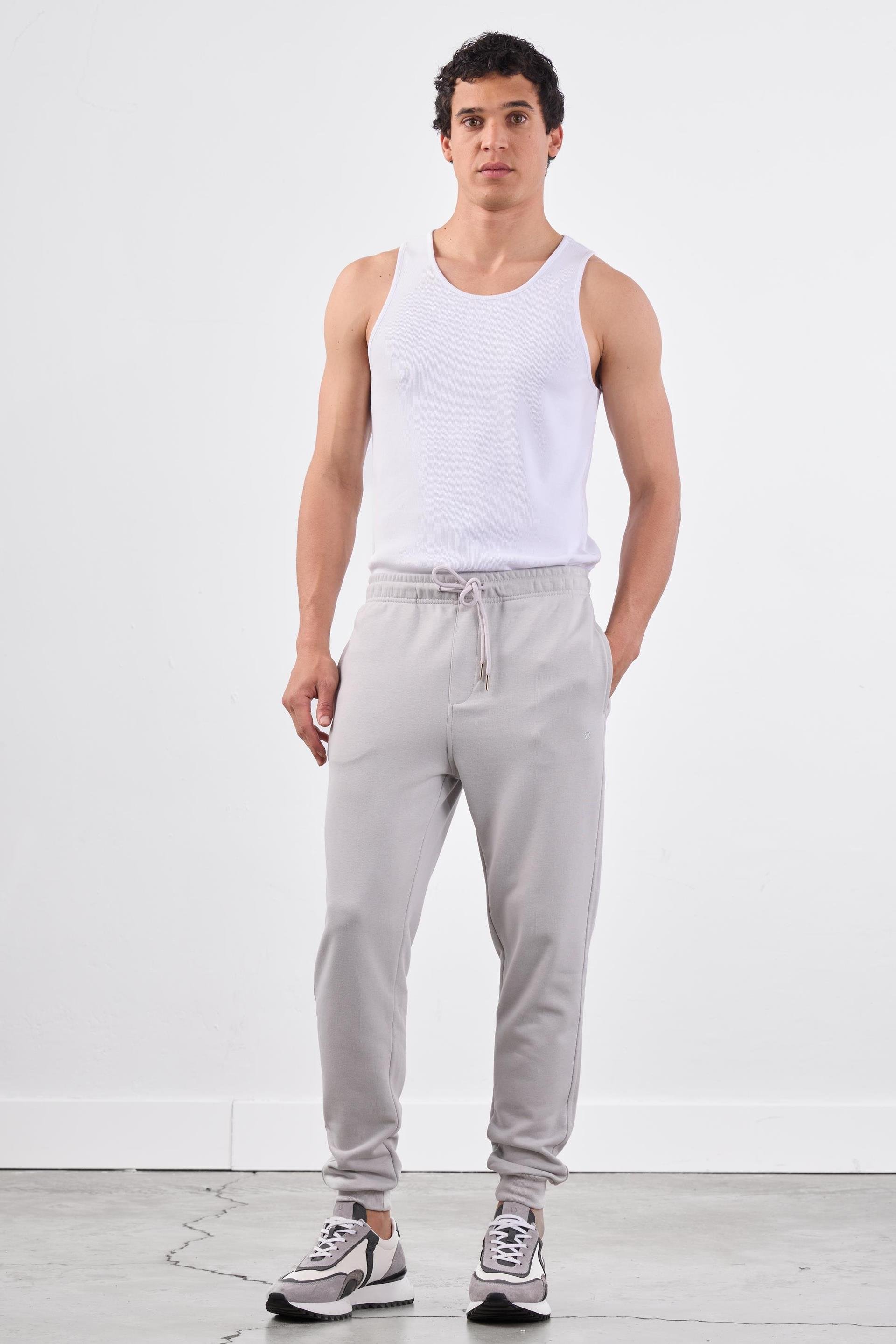 Açık Gri Bağcıklı Erkek Regular Fit Eşofman Altı