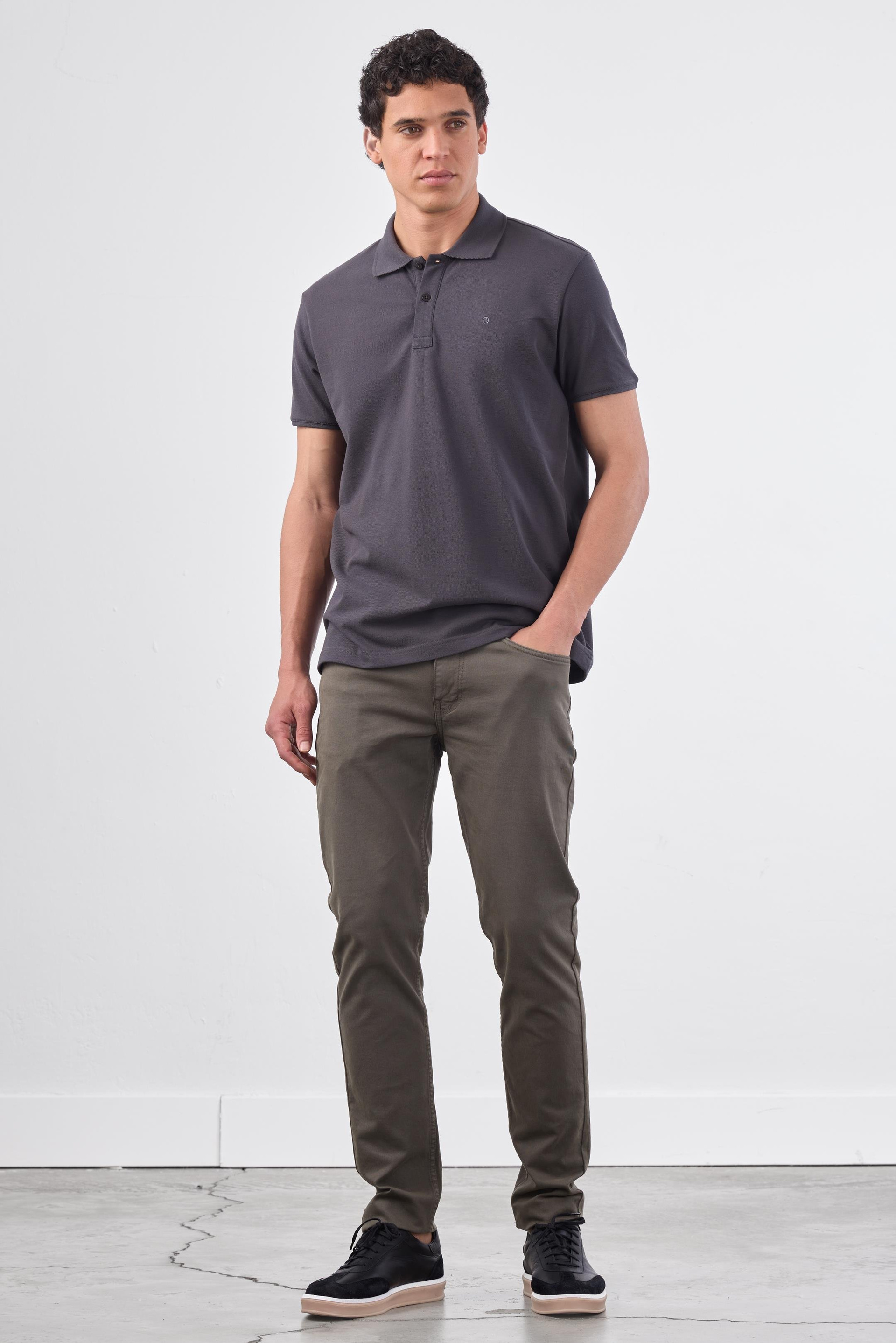 ANTRASİT   DÜZ ERKEK TSHIRT - SLIM FIT