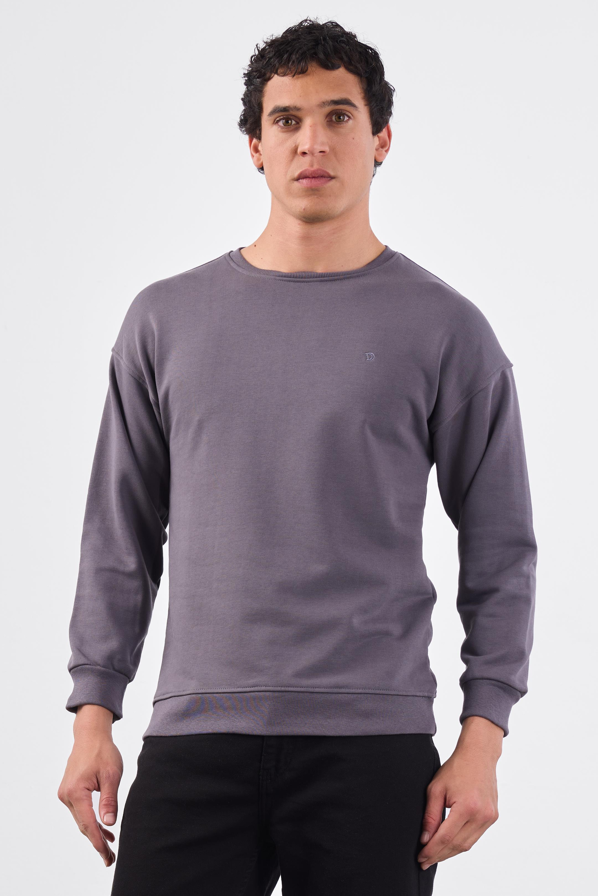 Antrasit Bisiklet Yaka Regular Fit Erkek Sweatshirt