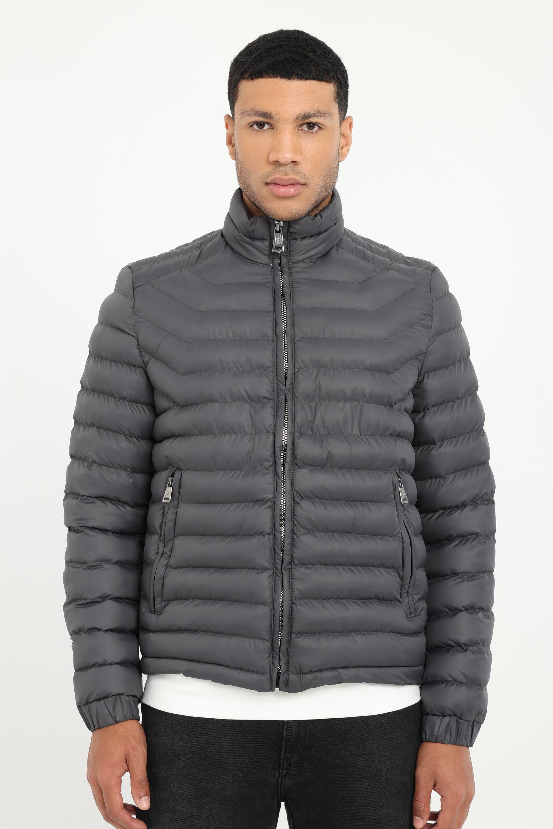 Antrasit   Kapitone Erkek Mont - Slim Fit