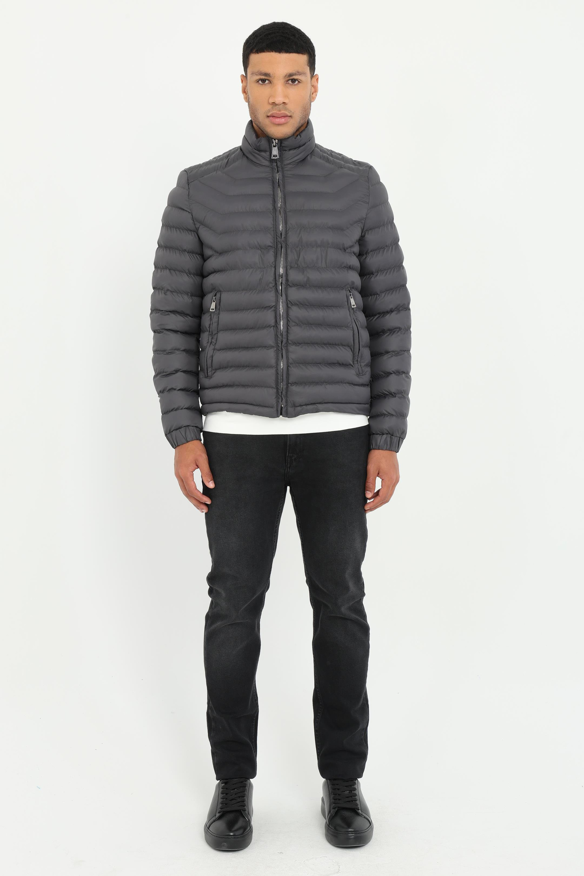 Antrasit   Kapitone Erkek Mont - Slim Fit