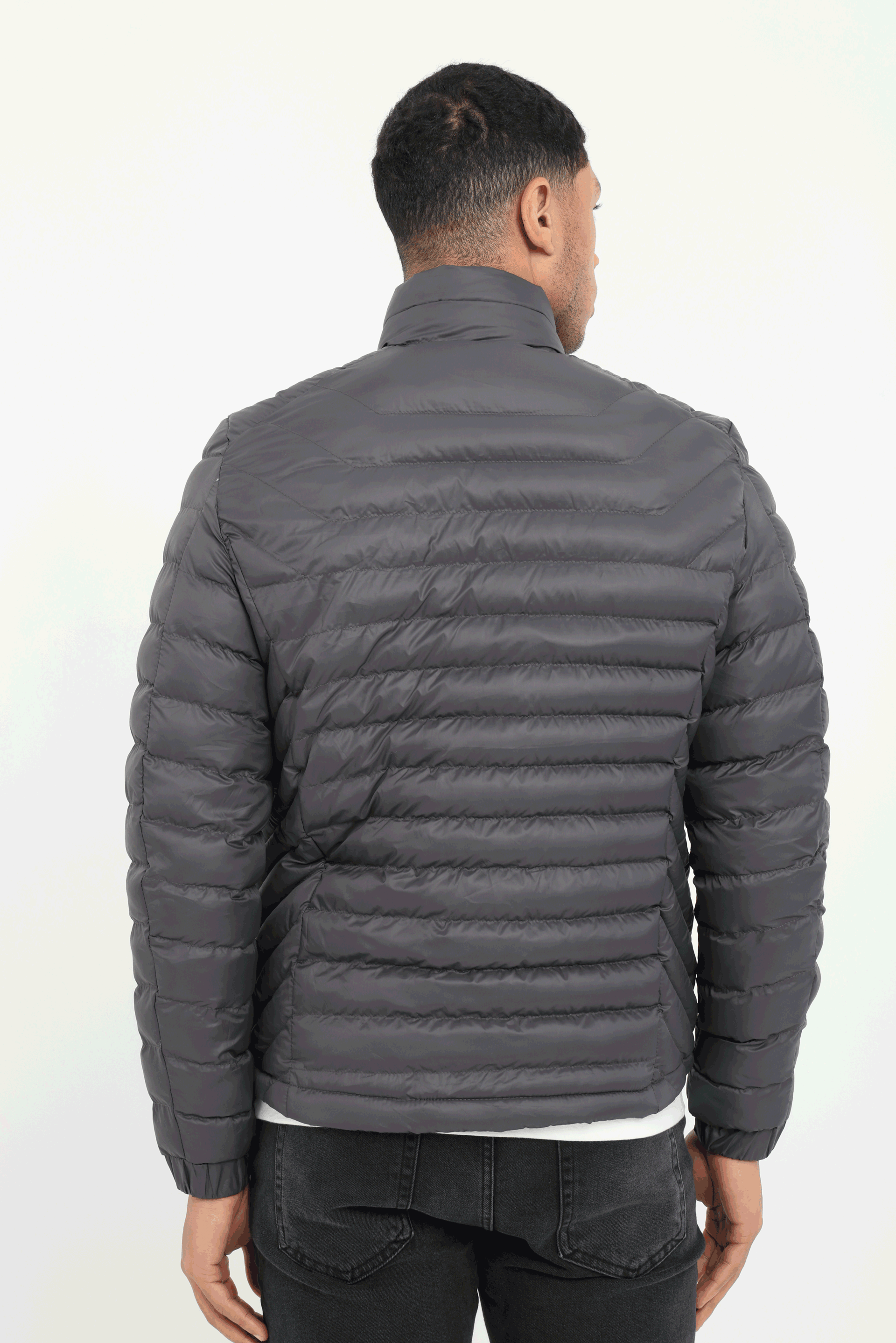 Antrasit   Kapitone Erkek Mont - Slim Fit