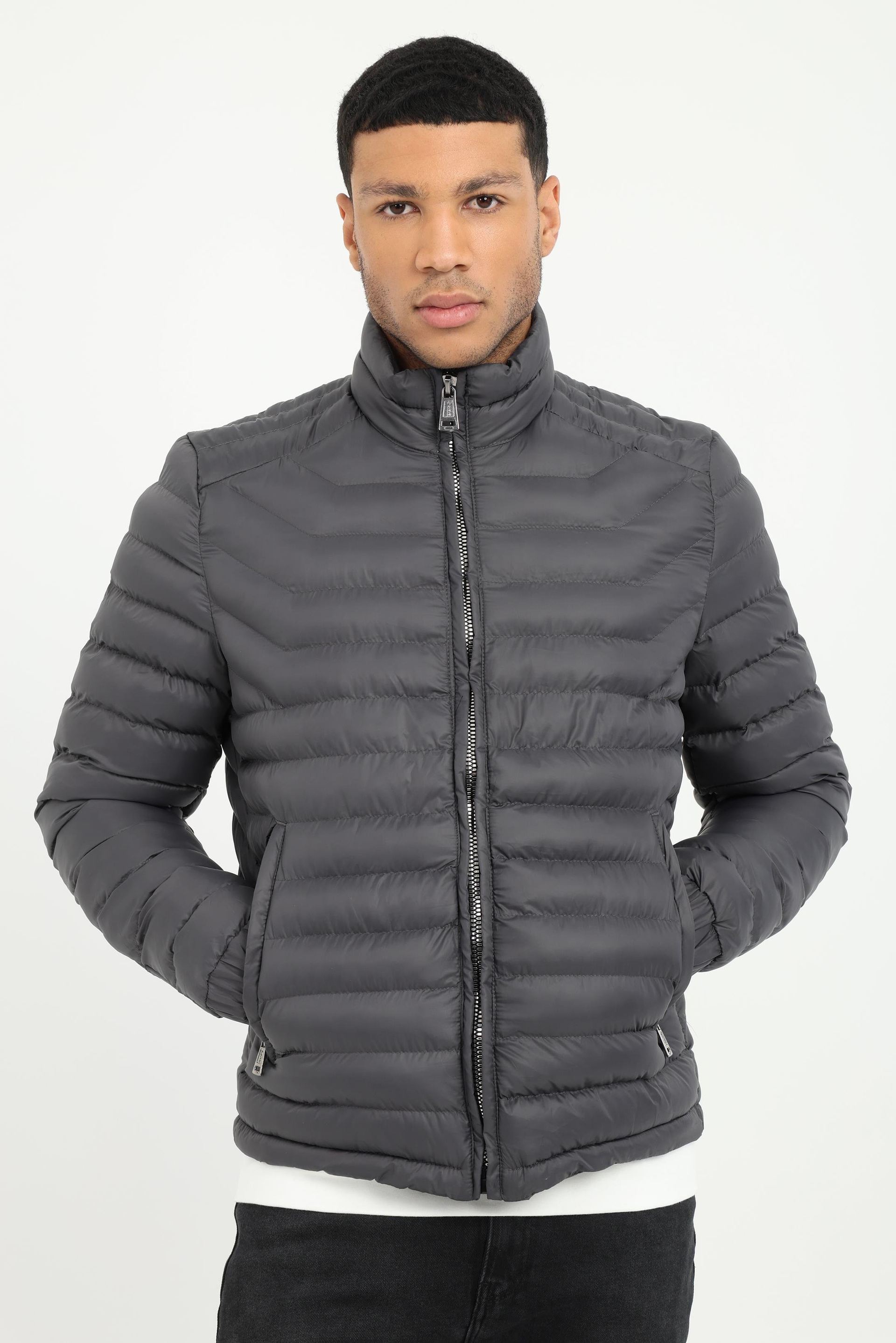 Antrasit   Kapitone Erkek Mont - Slim Fit