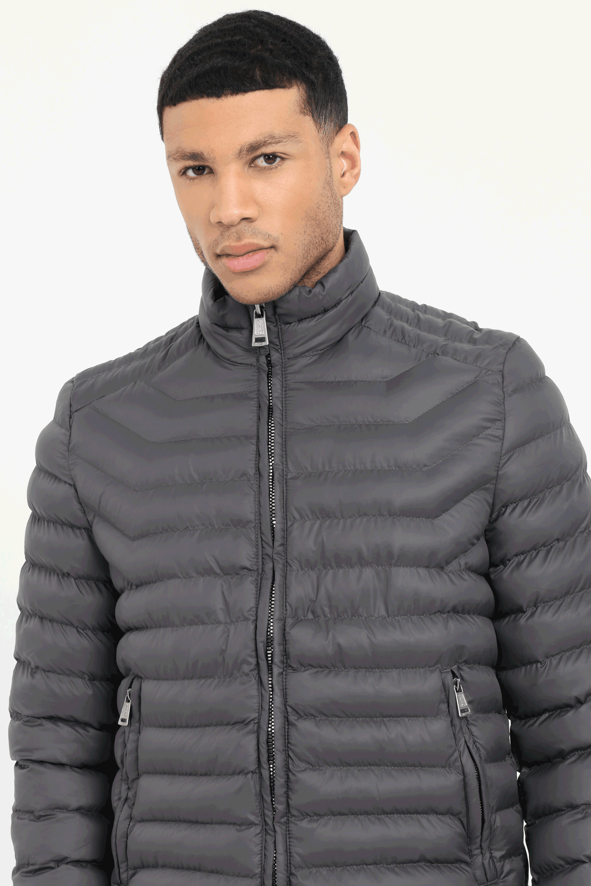 Antrasit   Kapitone Erkek Mont - Slim Fit