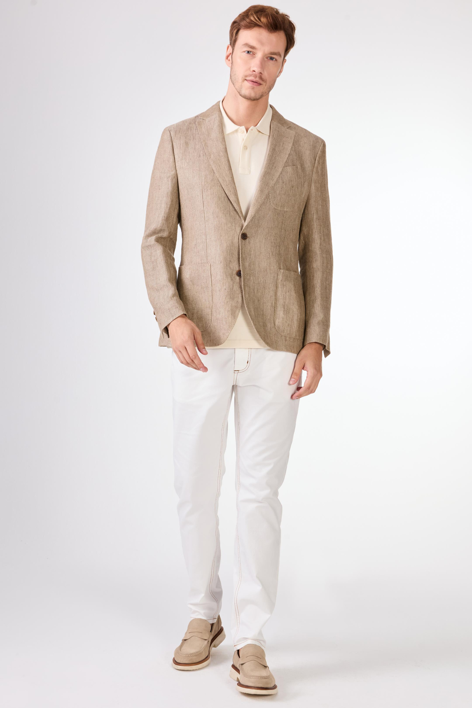 Bej Mono Yaka Slim Fit Erkek Ceket