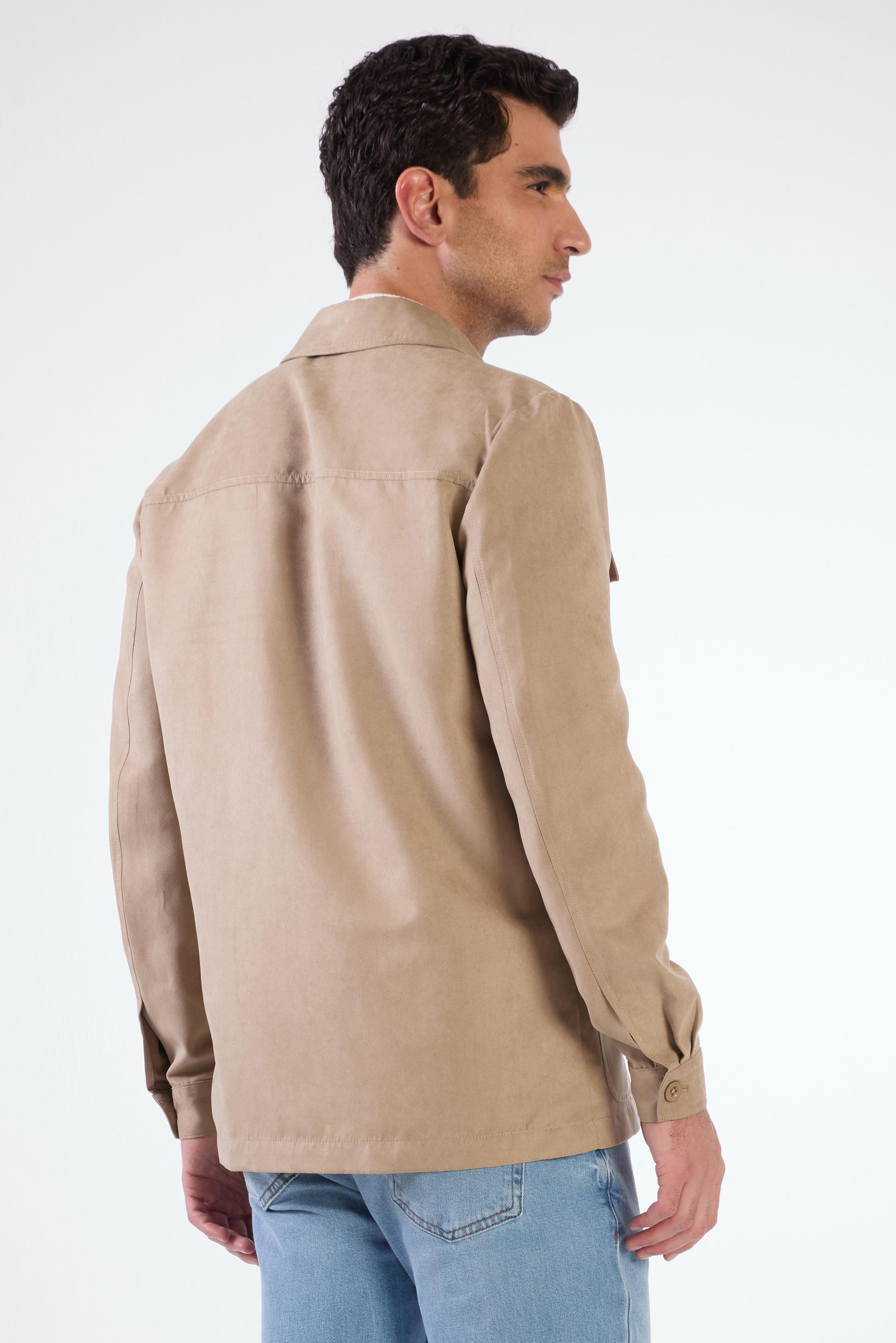 Bej Erkek Regular Fit Düz Klasik Yaka Süet Mont - 104736