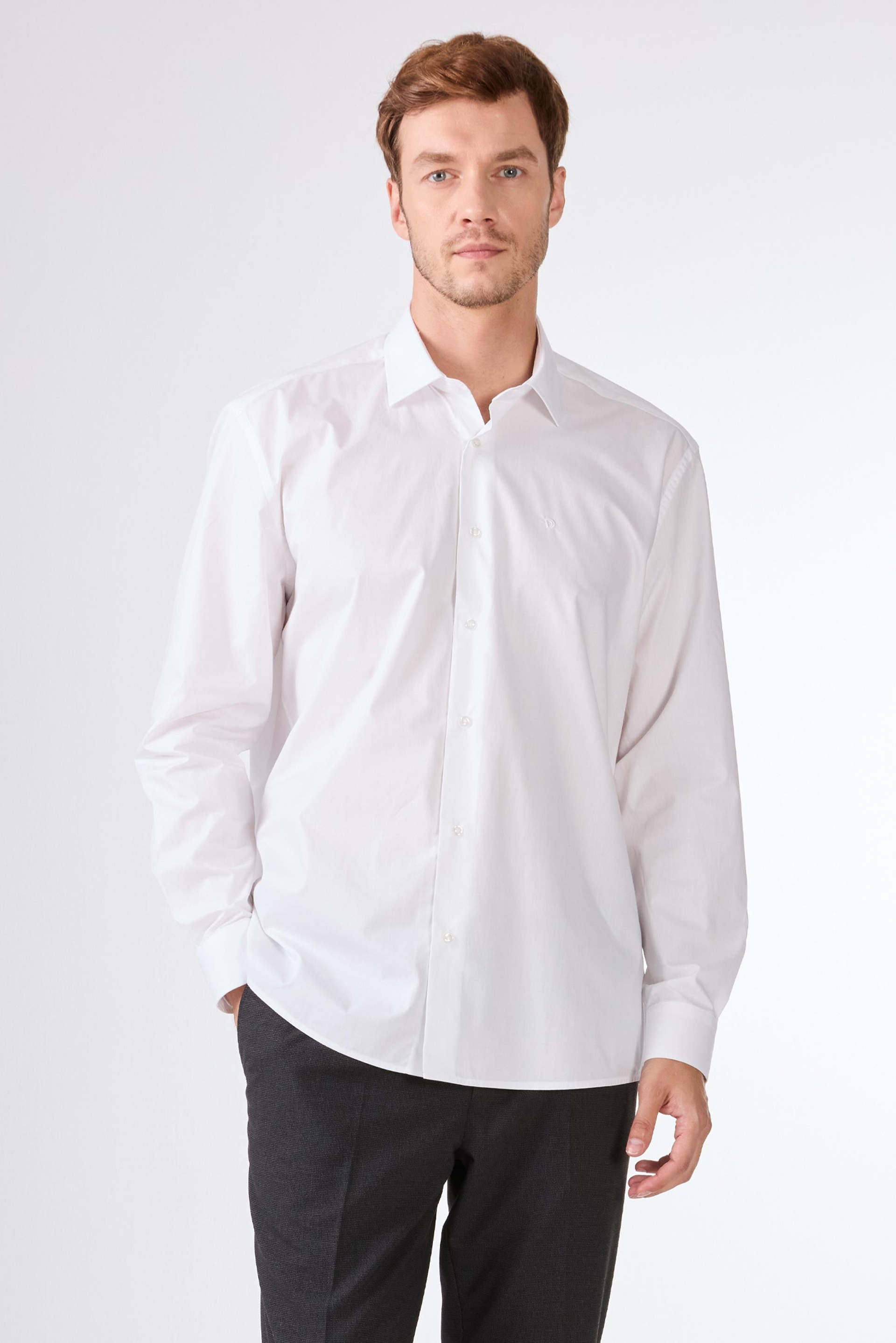 BEYAZ   DÜZ ERKEK GÖMLEK - REGULAR FIT