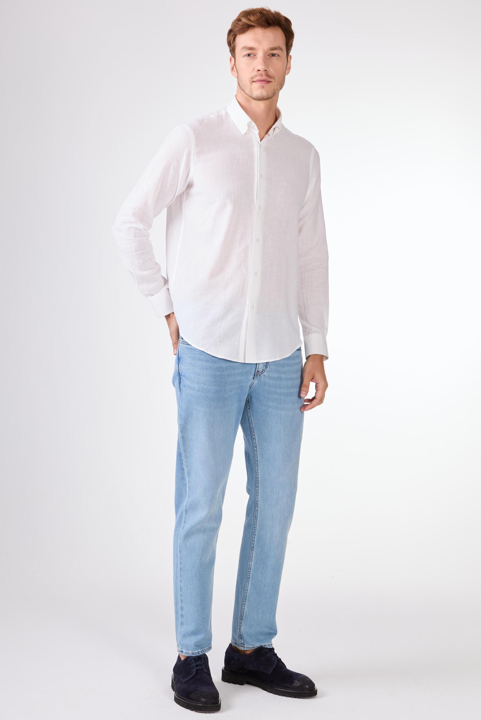 BEYAZ   DÜZ ERKEK GÖMLEK - REGULAR FIT