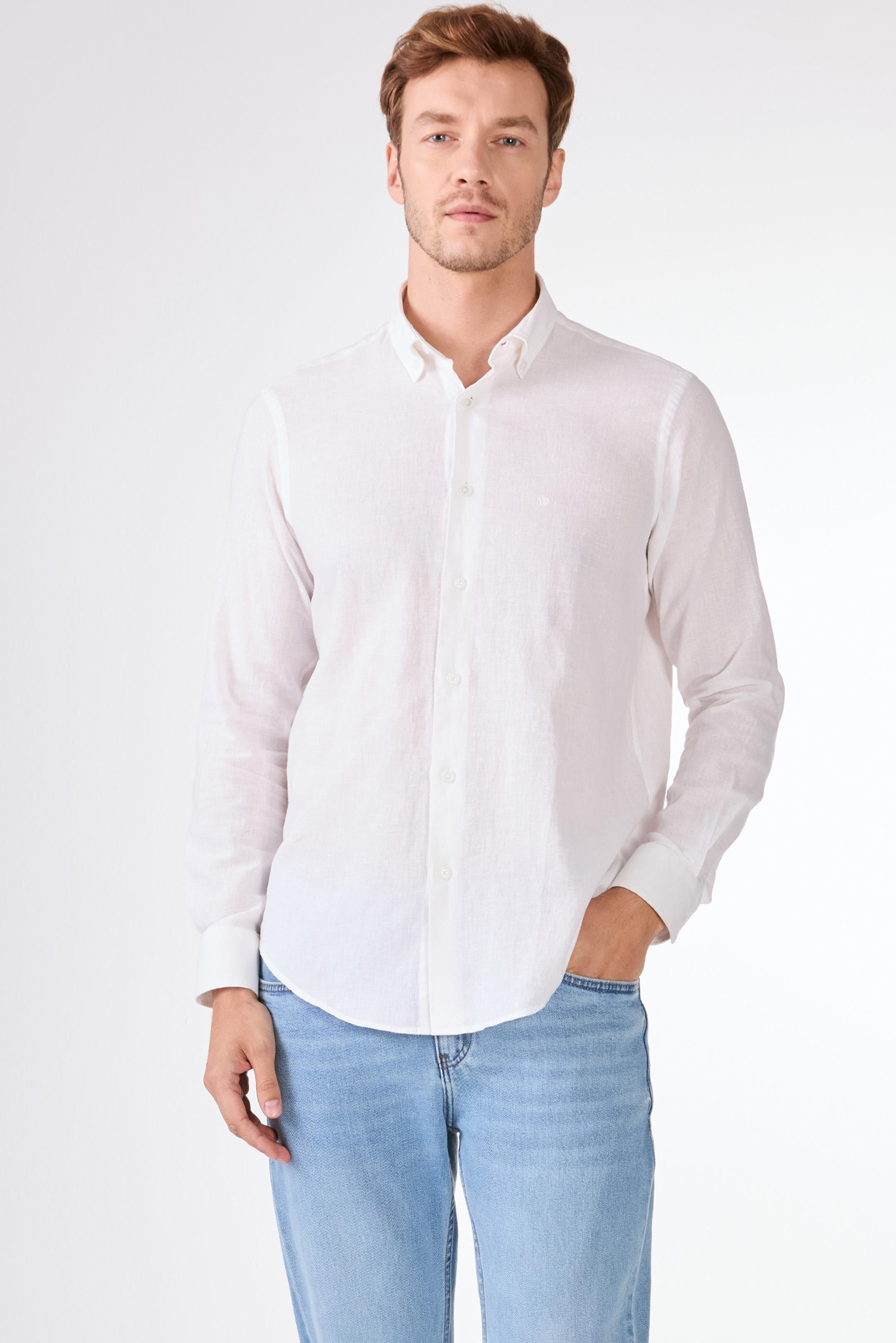 BEYAZ   DÜZ ERKEK GÖMLEK - REGULAR FIT