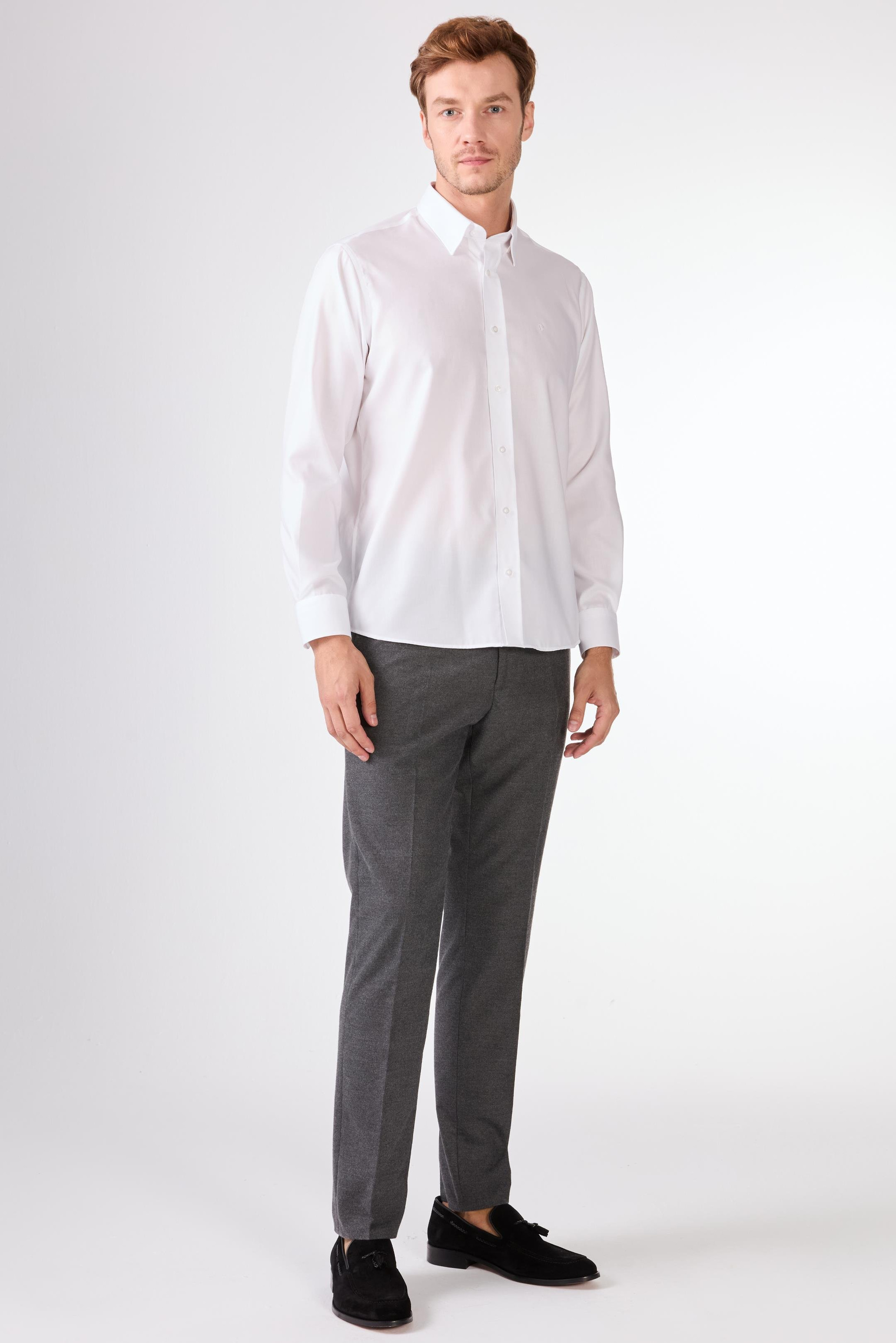 BEYAZ   DÜZ ERKEK GÖMLEK - REGULAR FIT