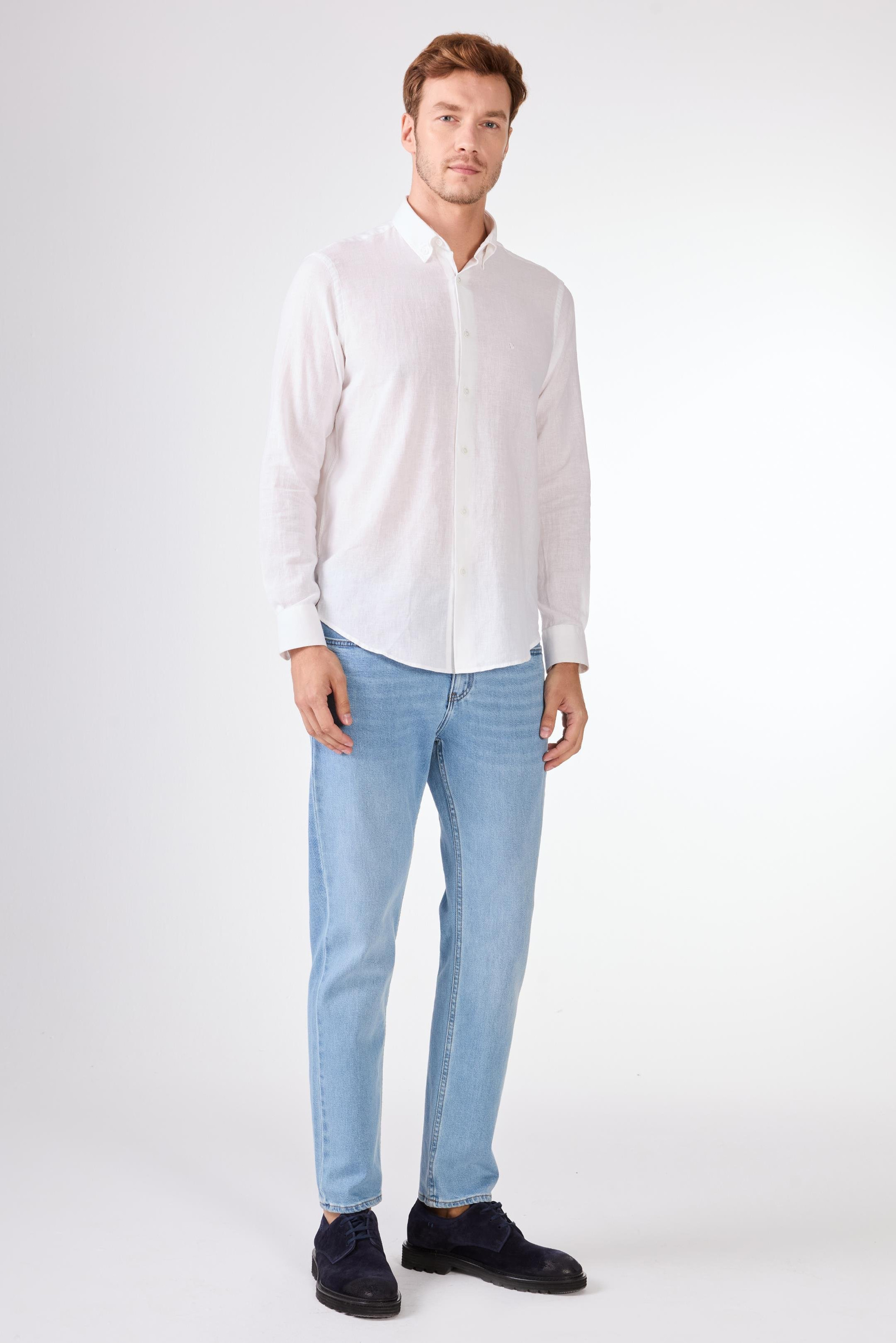 BEYAZ   DÜZ ERKEK GÖMLEK - REGULAR FIT