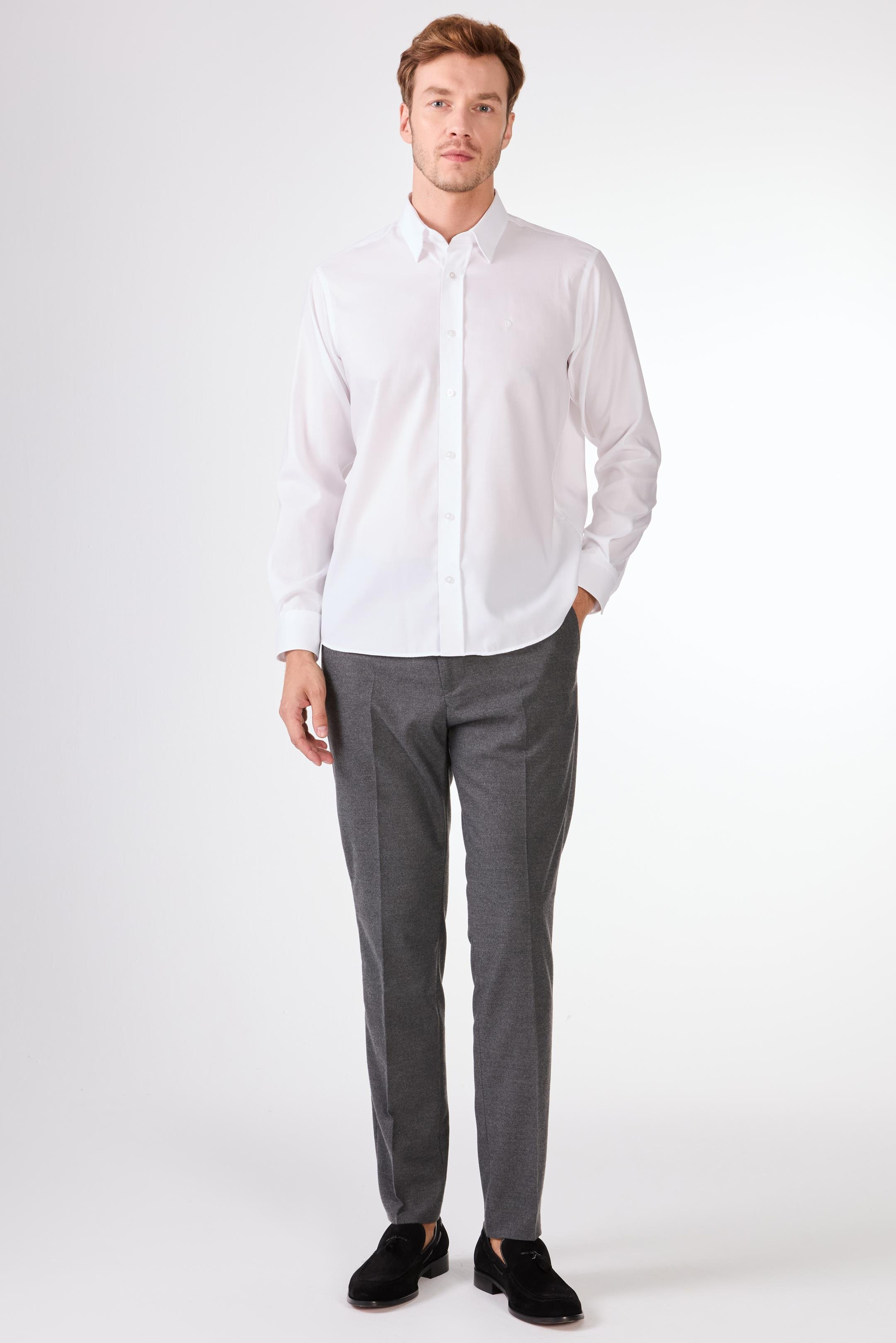 BEYAZ   DÜZ ERKEK GÖMLEK - REGULAR FIT