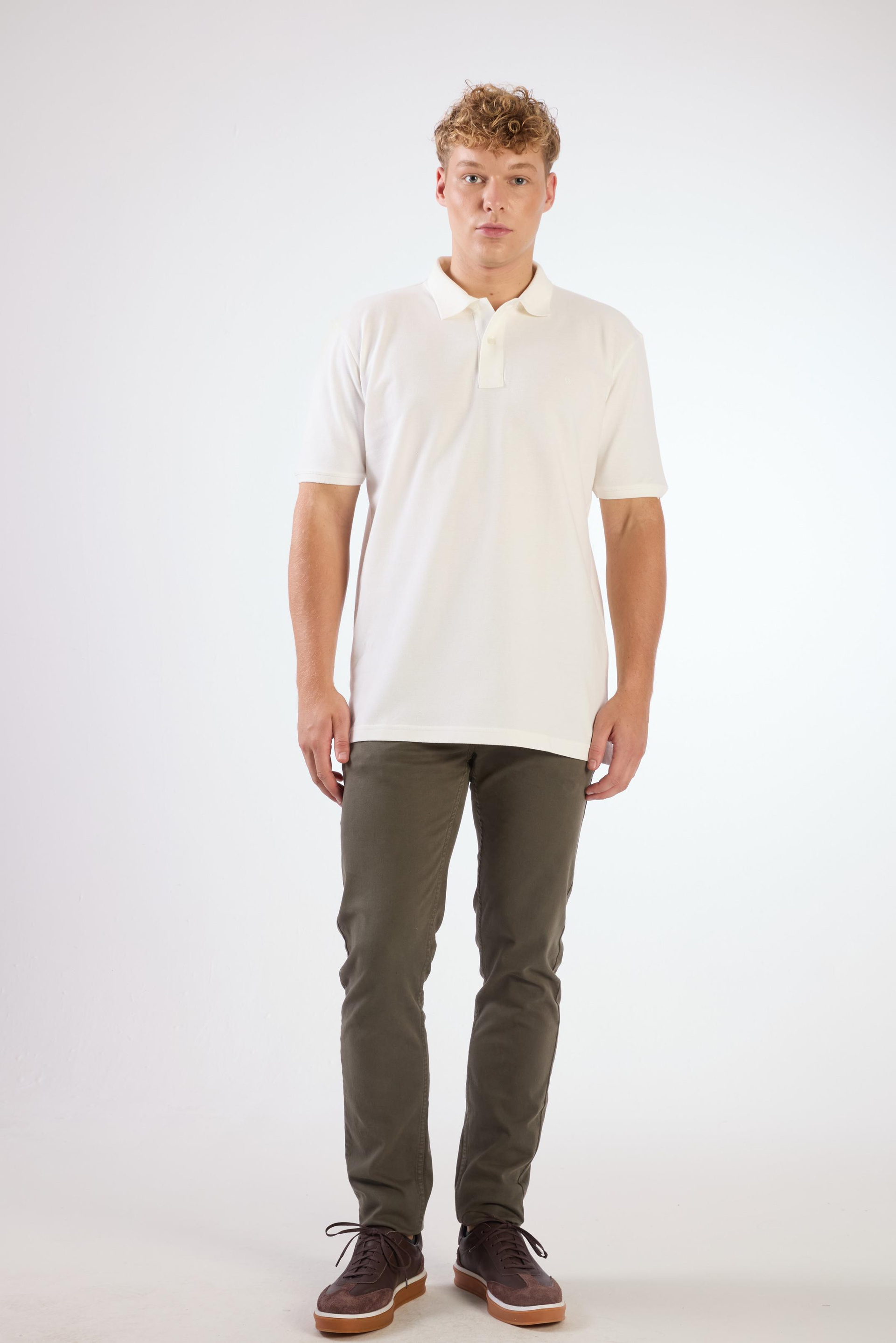 Beyaz   Düz Erkek T-Shirt - Slim Fit