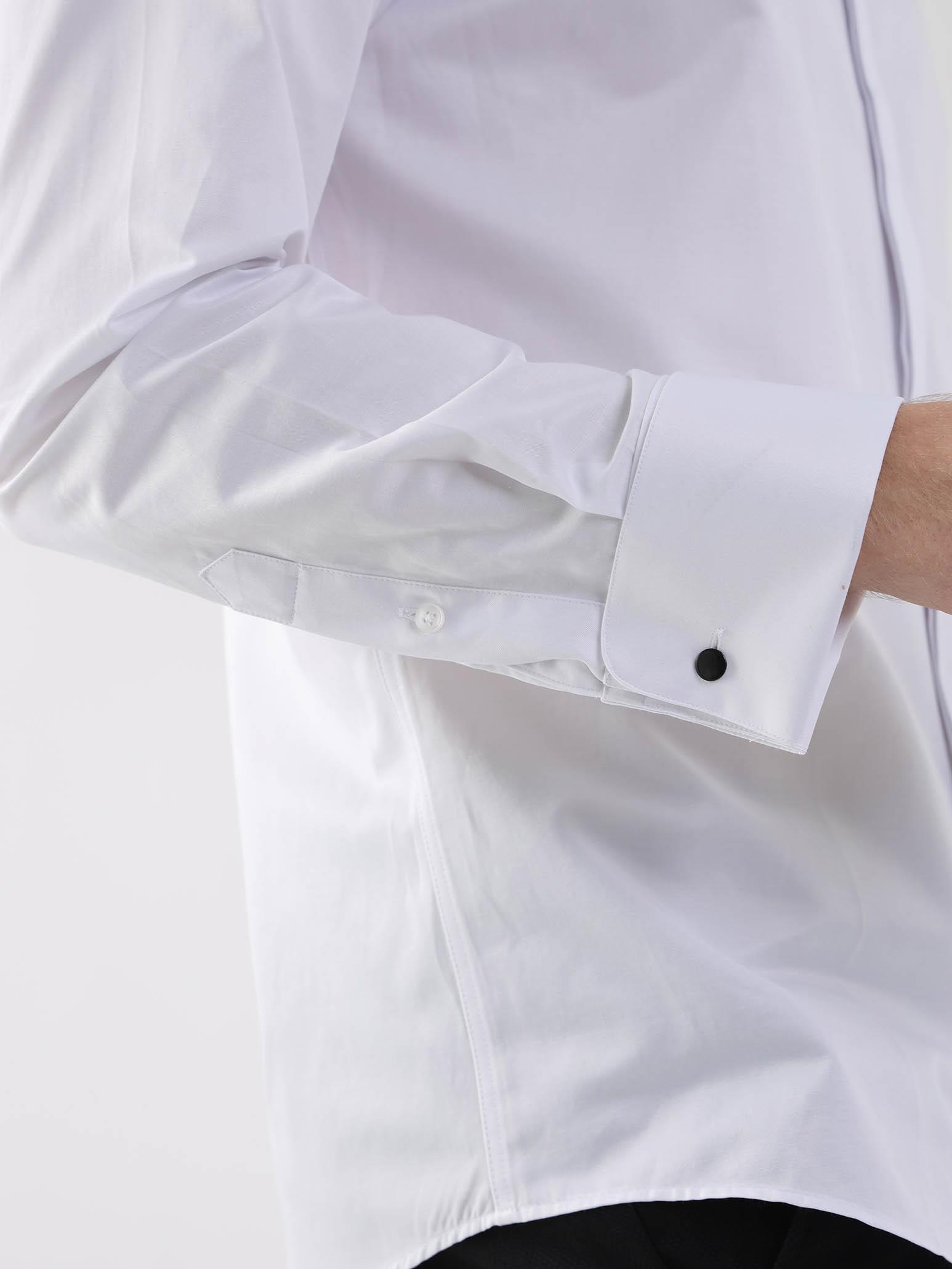 Beyaz Erkek Slim Fit Ata Yaka Gömlek