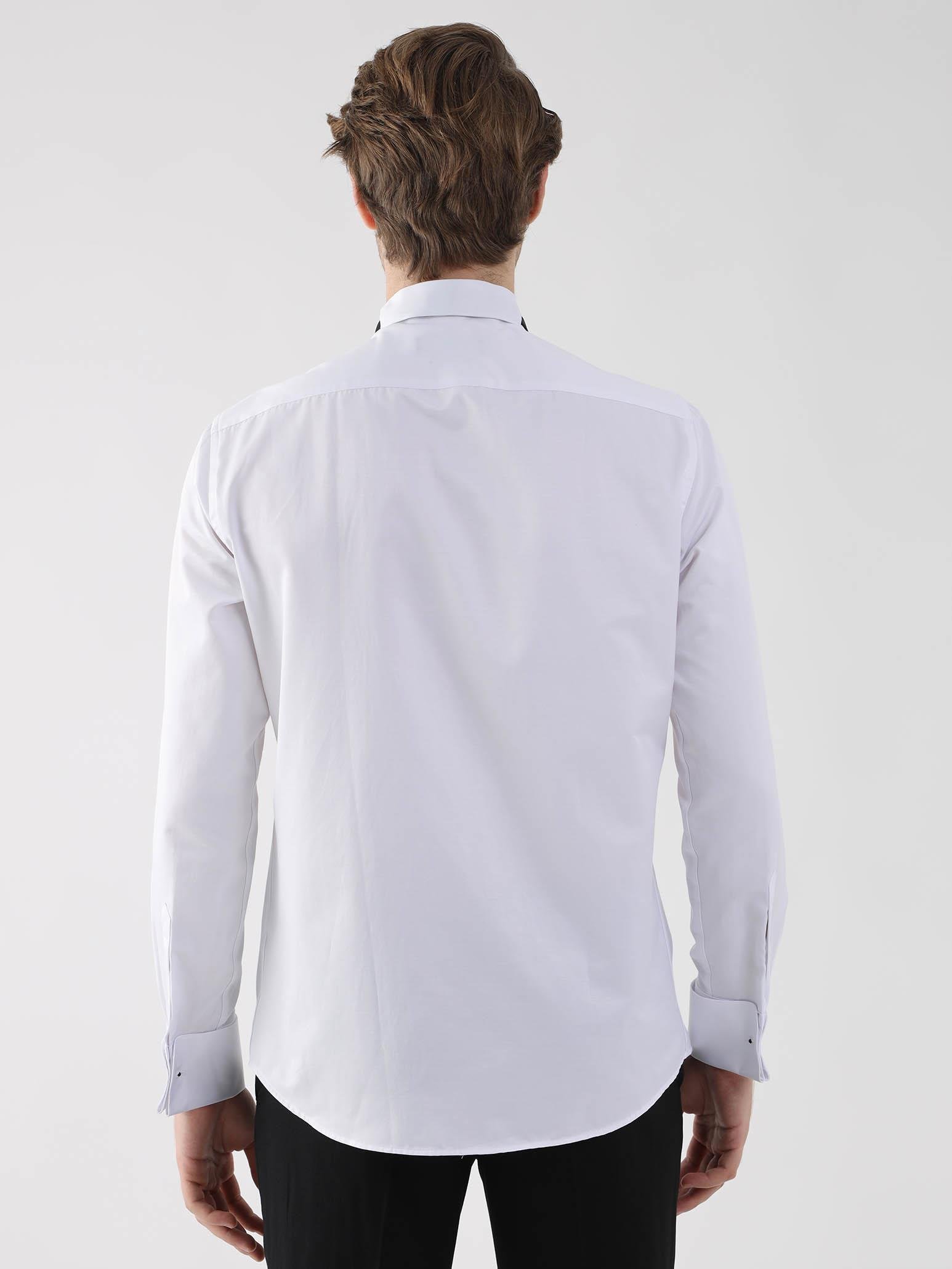 Beyaz Erkek Slim Fit Ata Yaka Gömlek