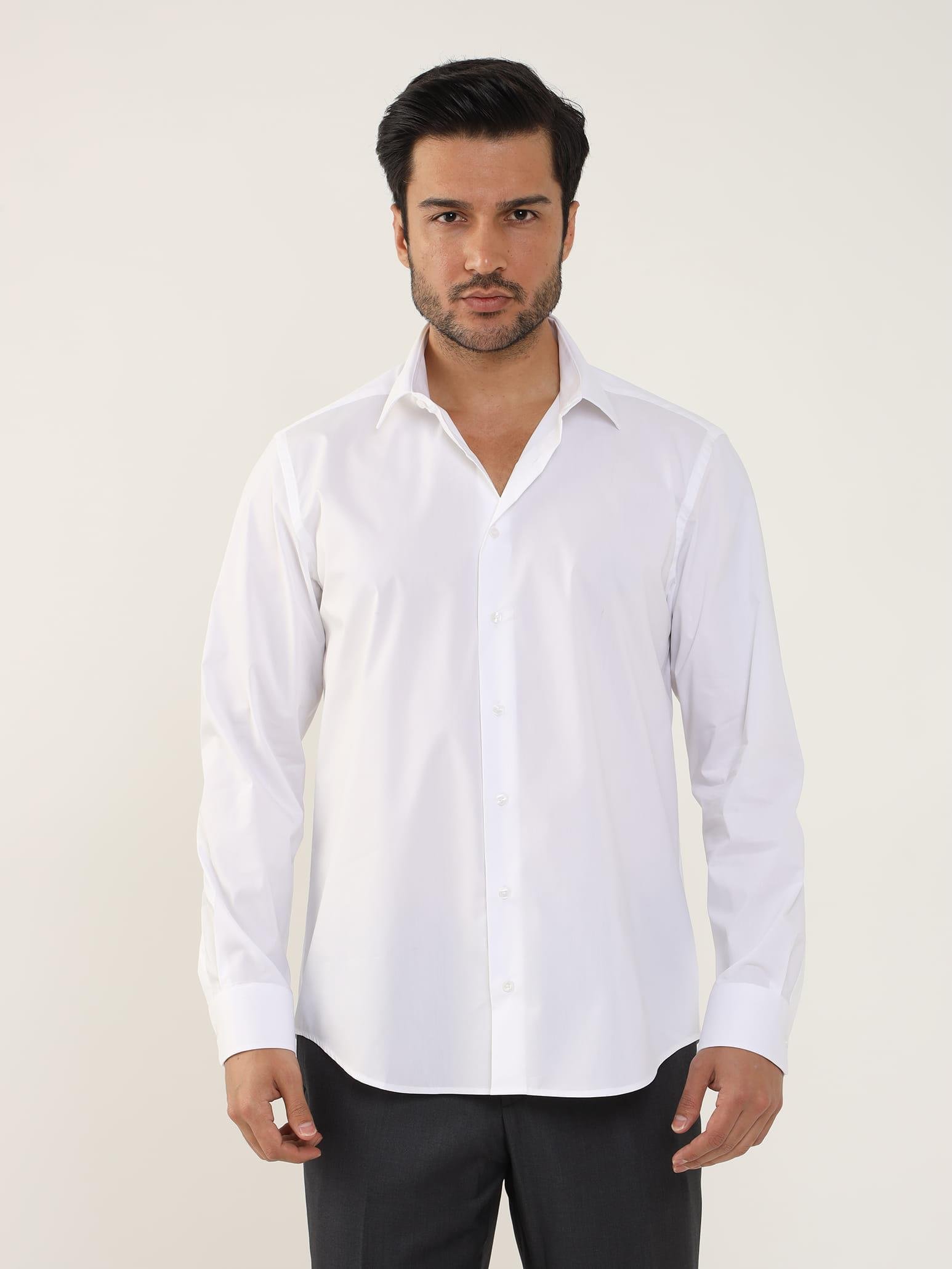 Dufy Beyaz Erkek Regular Fit Klasik  Uzun Kol Gömlek - 103124