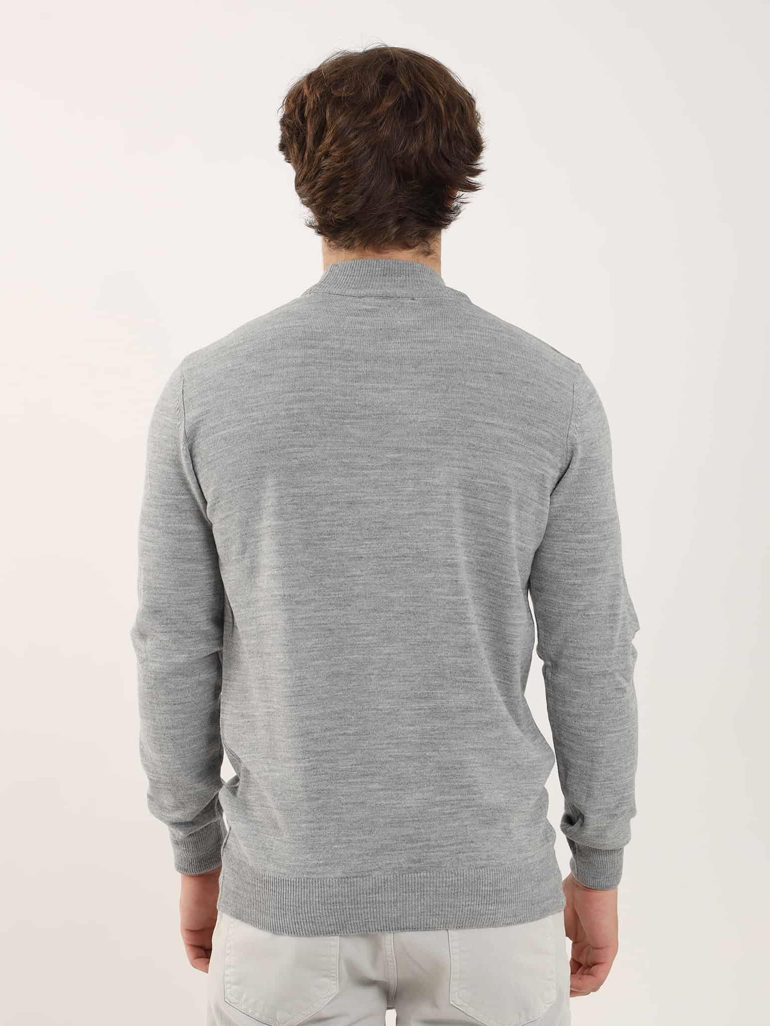 Dufy Gri Melanj Erkek Slim Fit Düz Klasik Yarım Balıkçı Yaka Kazak - 91112