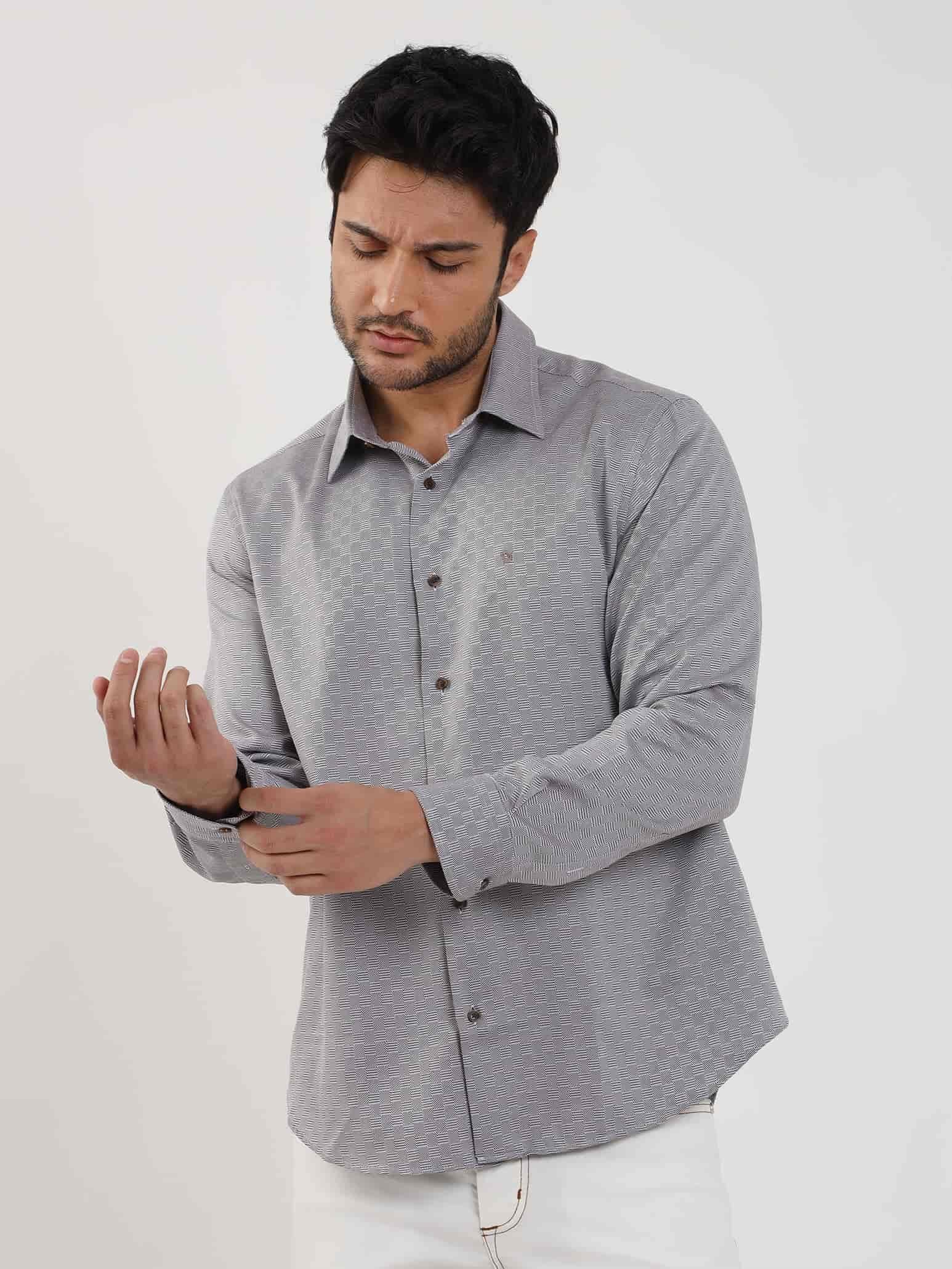 Dufy Kahverengi Erkek Regular Fit Armürlü Düğmeli Yaka Uzun Kol Gömlek - 99134