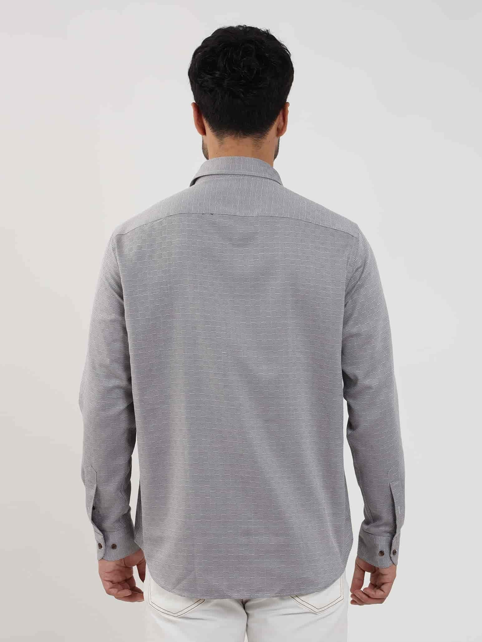 Dufy Kahverengi Erkek Regular Fit Armürlü Düğmeli Yaka Uzun Kol Gömlek - 99134