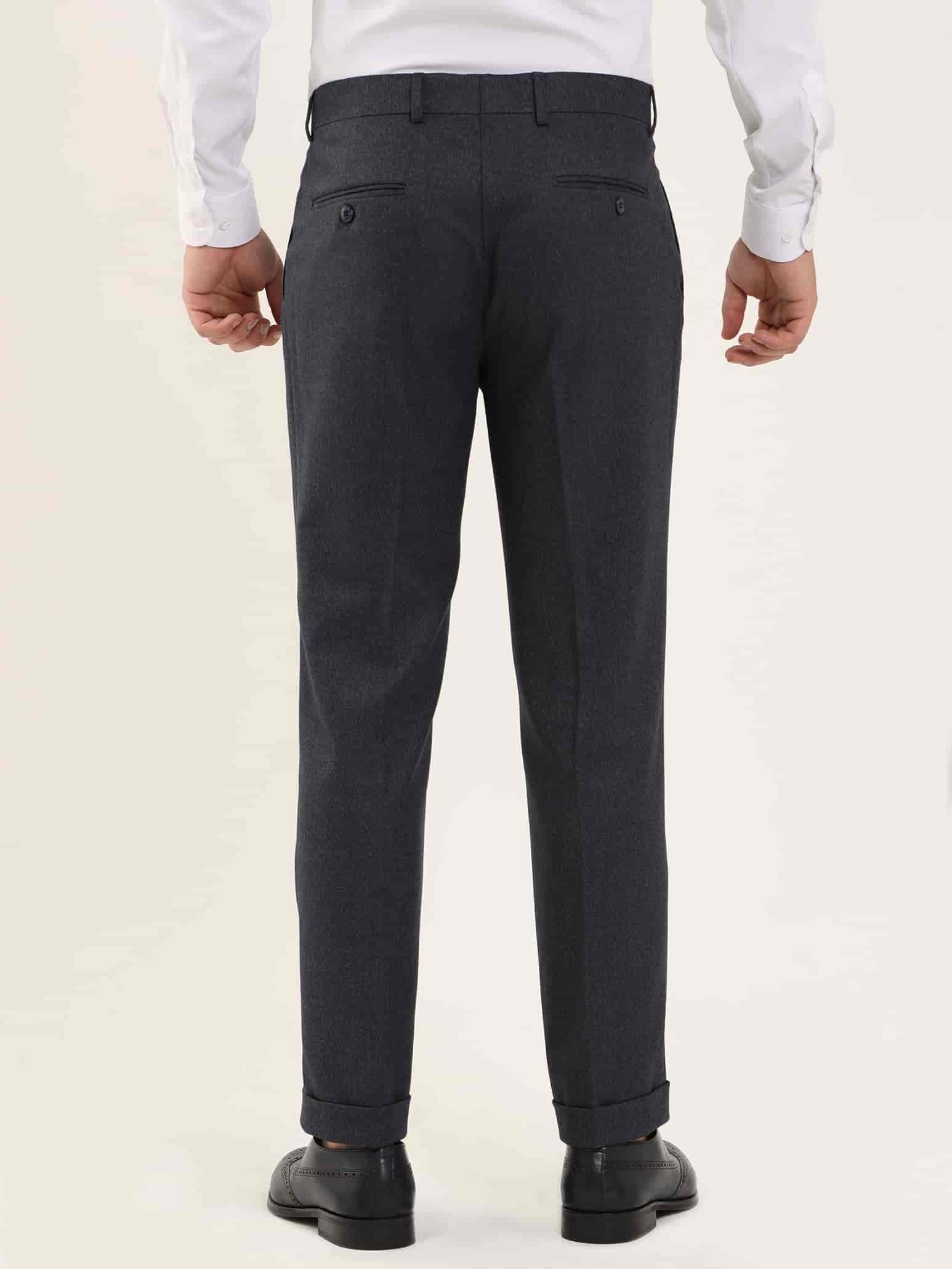 Dufy Lacivert Erkek Slim Fit Balıksırtı Desenli Klasik Pantolon - 97704