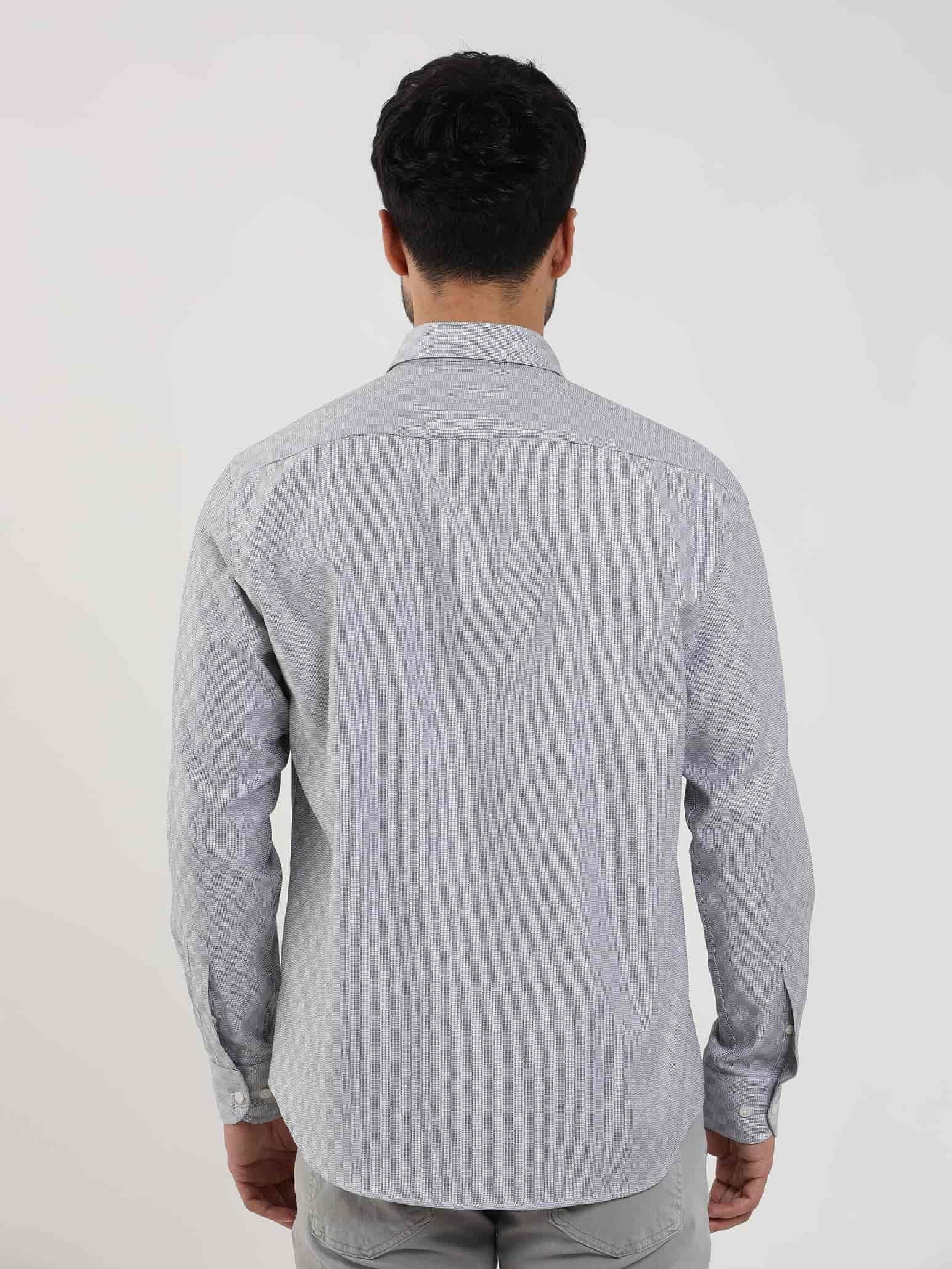 Dufy Siyah Erkek Regular Fit Desenli Düğmeli Yaka Uzun Kol Gömlek - 99474