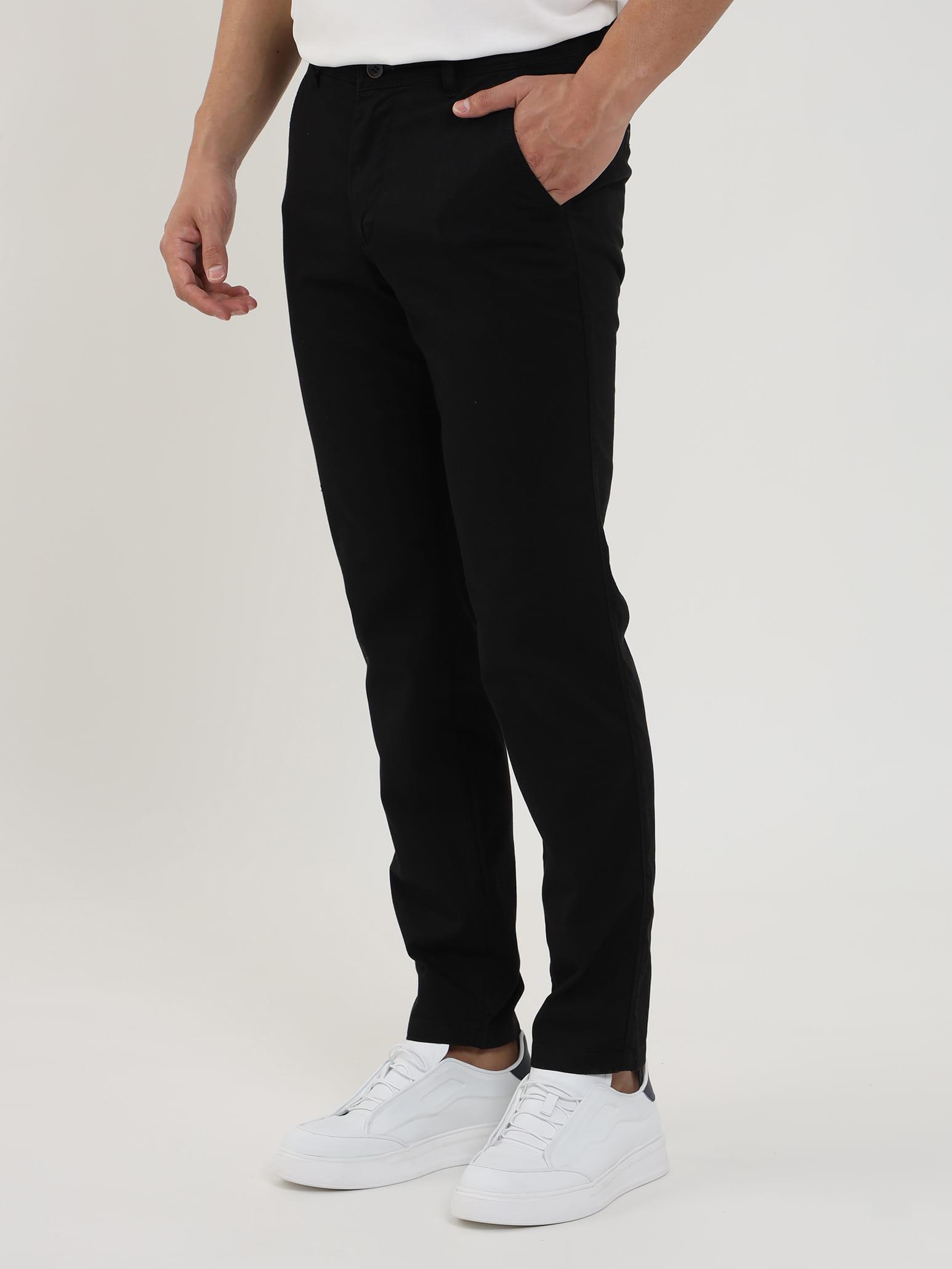 Dufy Siyah Erkek Slim Fit Petek Desenli Casual Pantolon - 103220