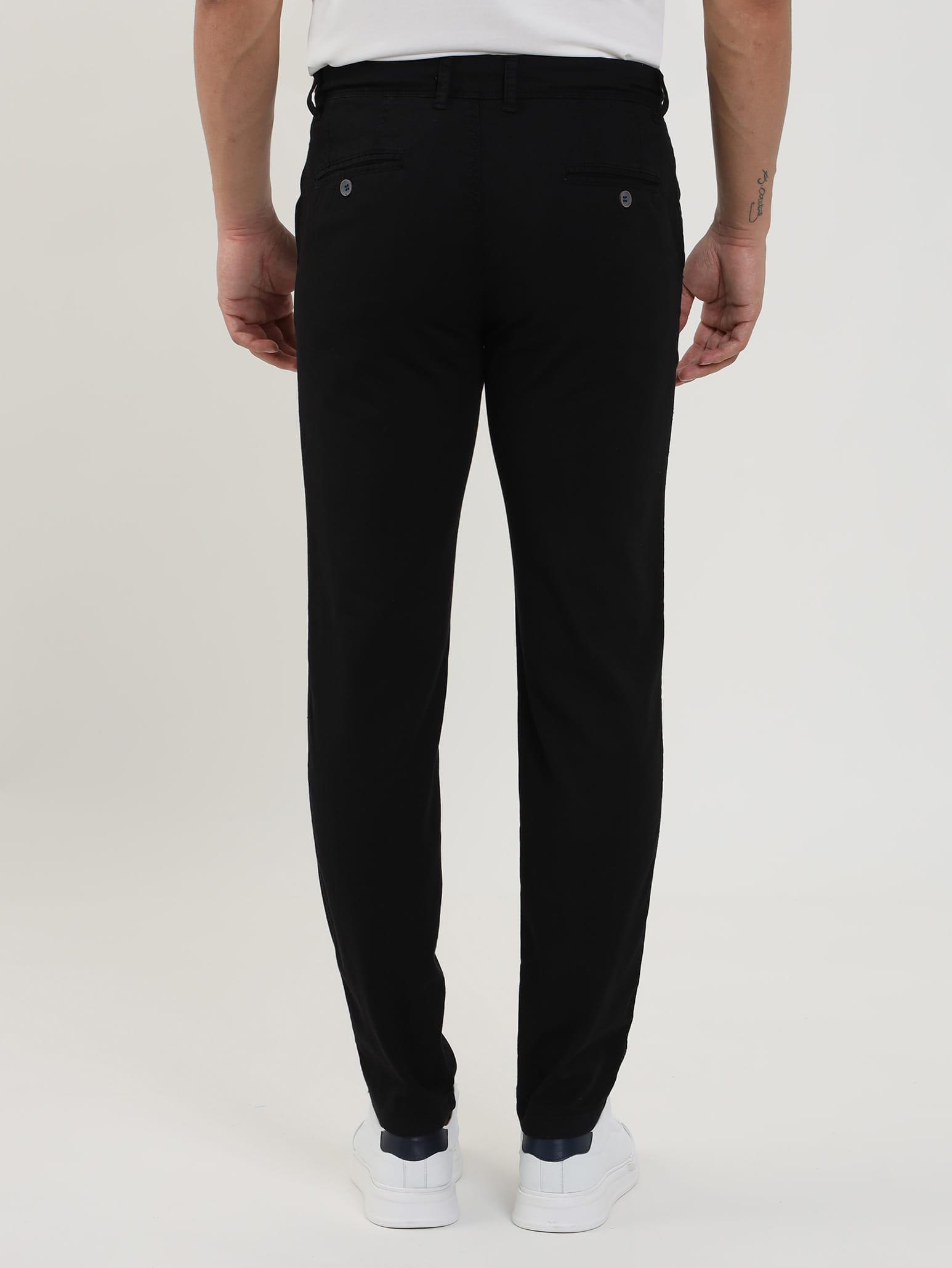 Dufy Siyah Erkek Slim Fit Petek Desenli Casual Pantolon - 103220