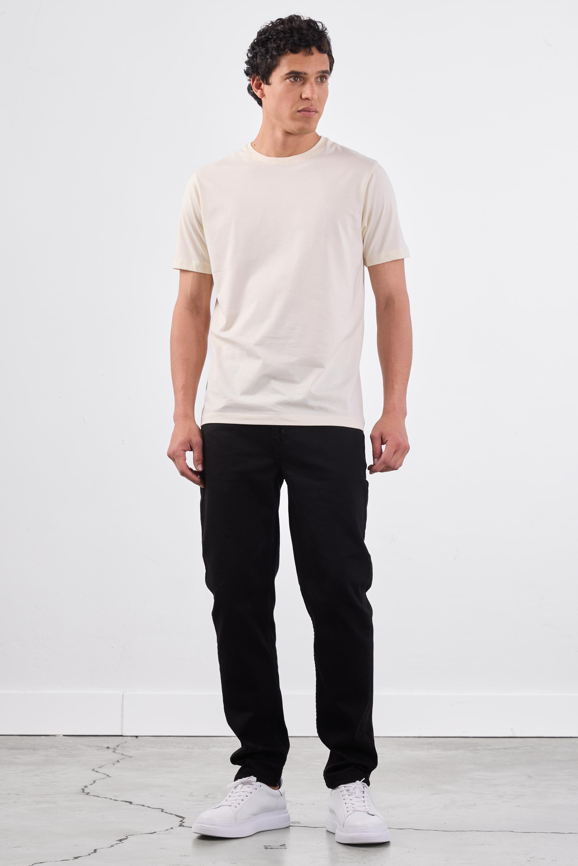 EKRU   DÜZ ERKEK TSHIRT - SLIM FIT