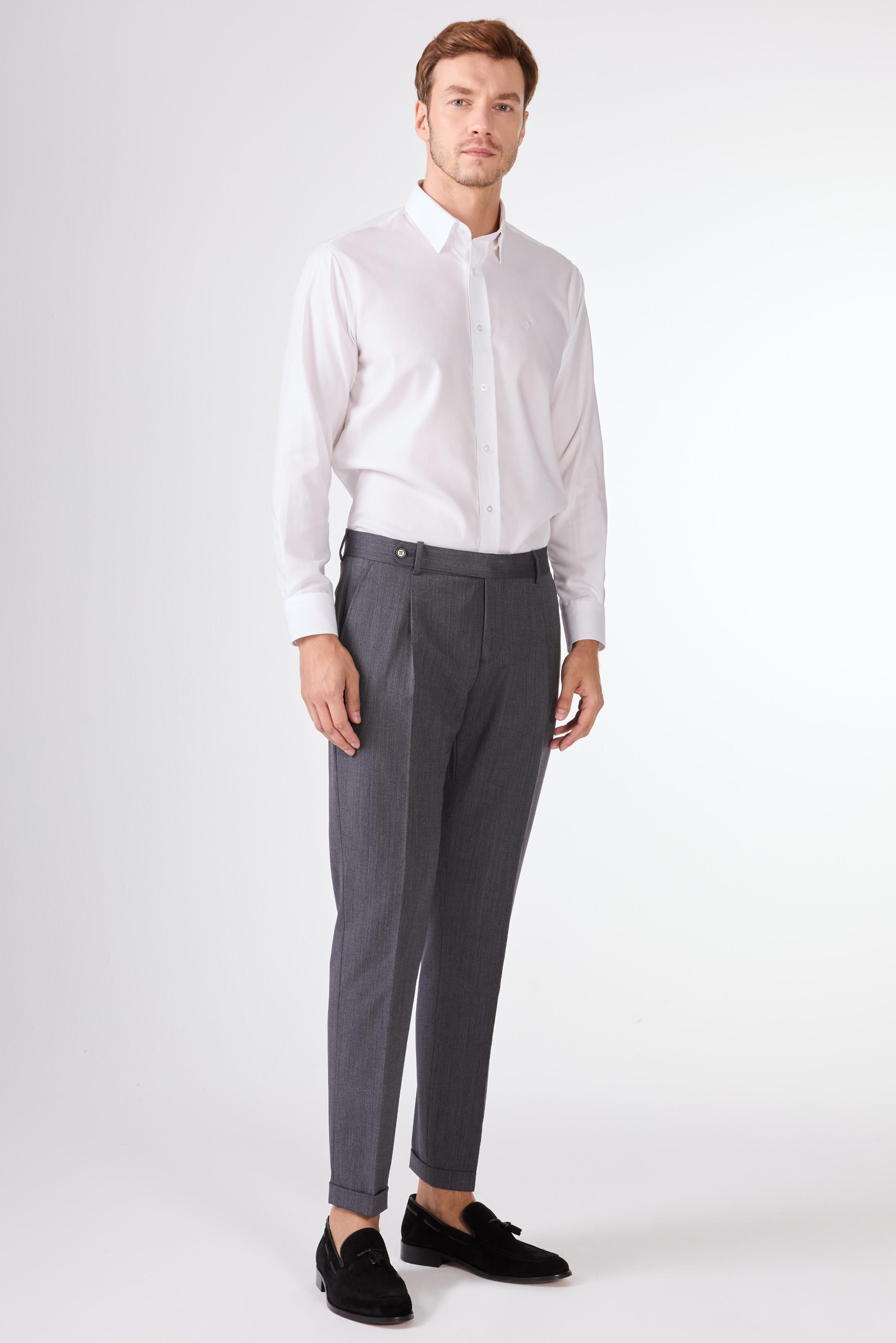 GRİ   DÜZ ERKEK TAKIM ELBİSE - SLIM FIT