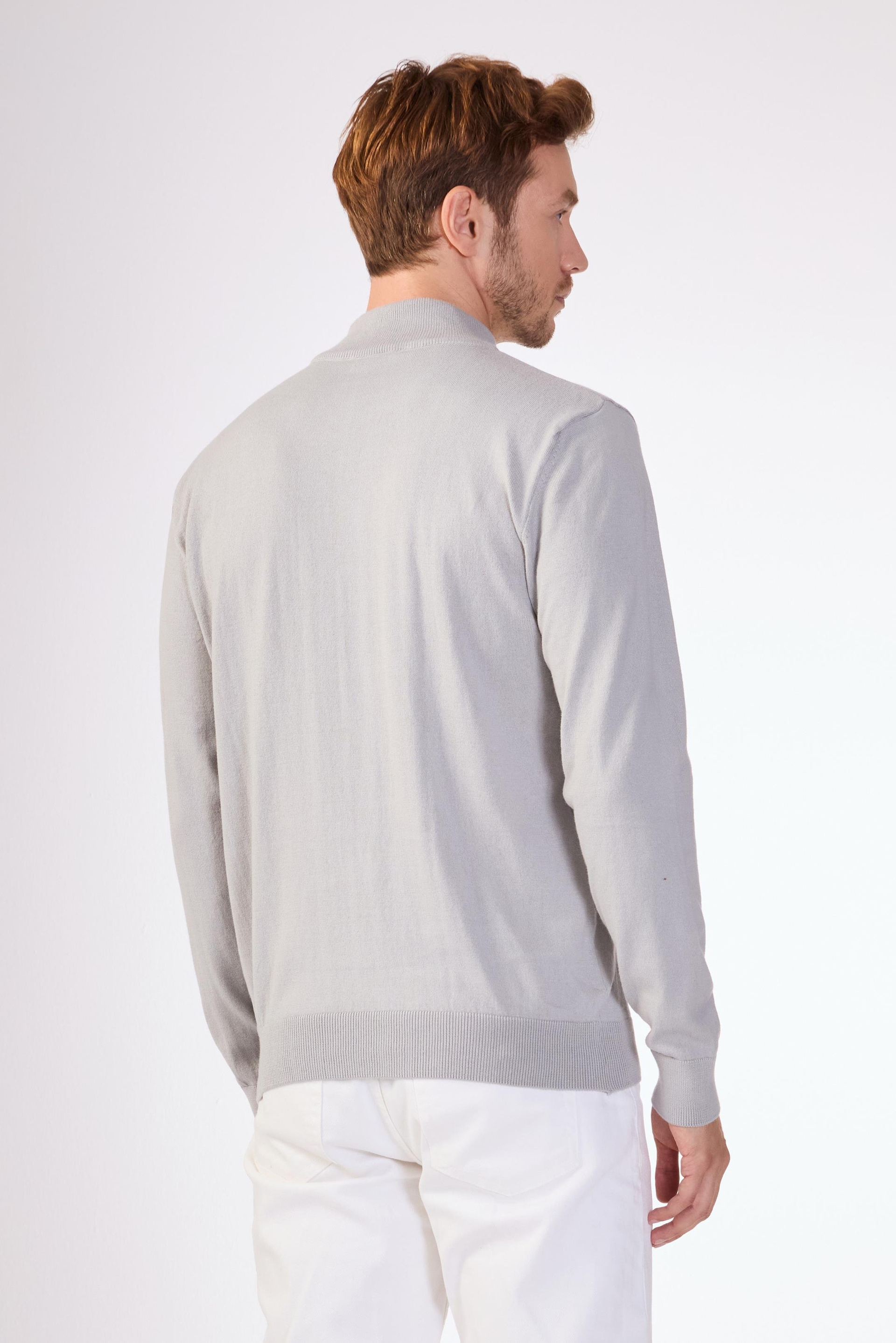 Gri   Düz Erkek Triko - Slim Fit