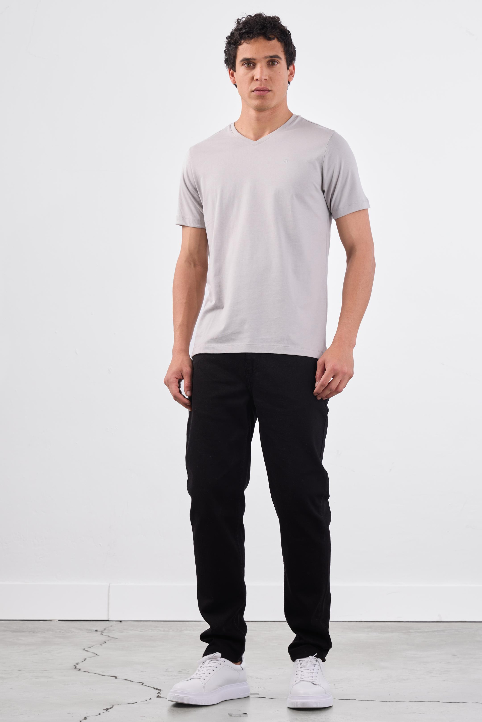 GRİ   DÜZ ERKEK TSHIRT - SLIM FIT