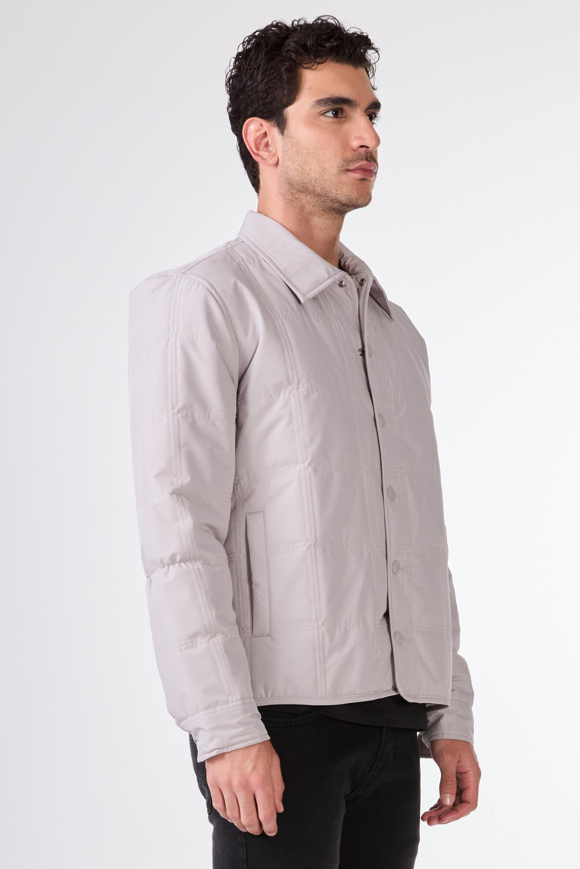 Gri   Kapitone Erkek Mont - Slim Fit