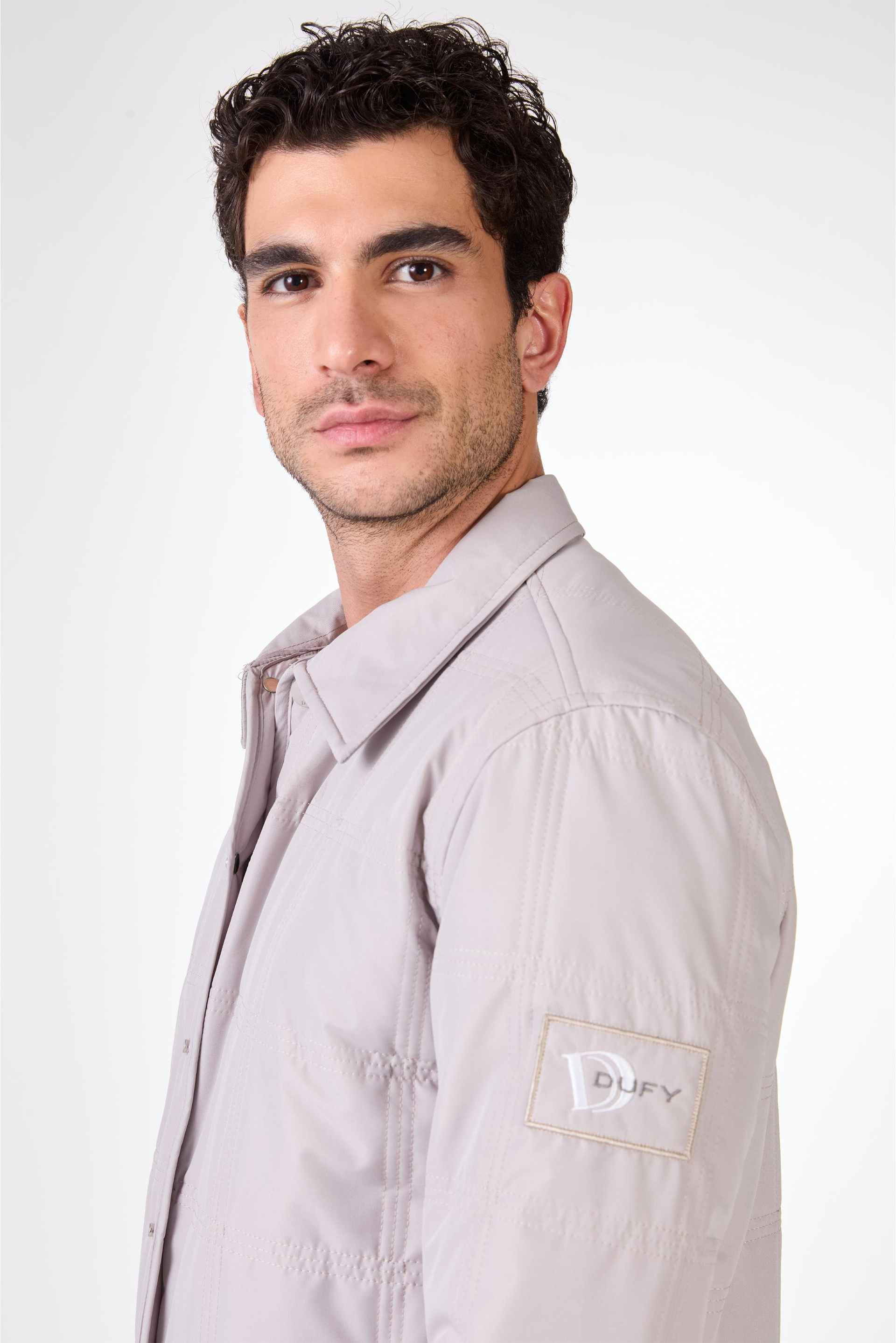 Gri   Kapitone Erkek Mont - Slim Fit