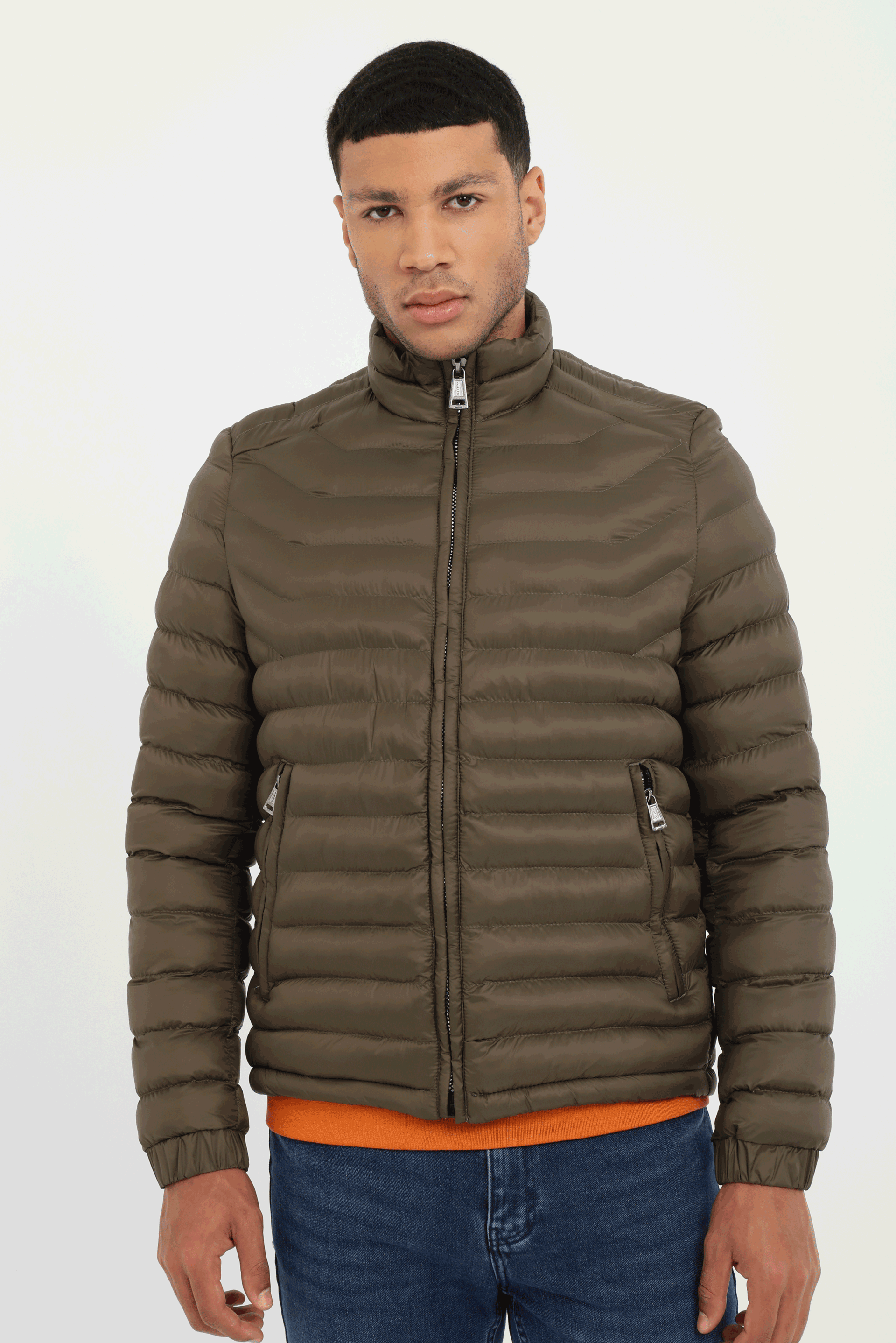 Haki   Kapitone Erkek Mont - Slim Fit