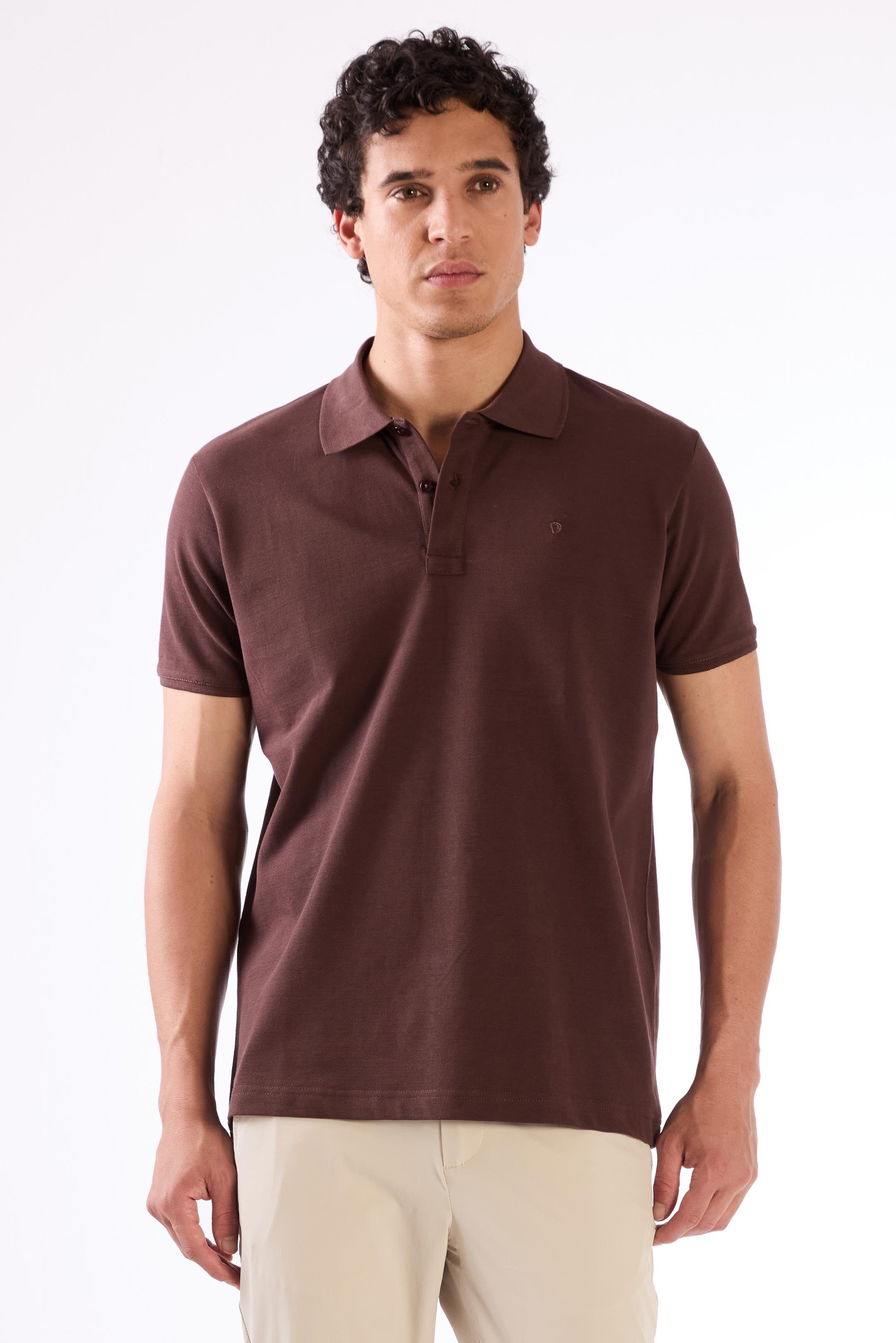 KAHVE   DÜZ ERKEK TSHIRT - SLIM FIT