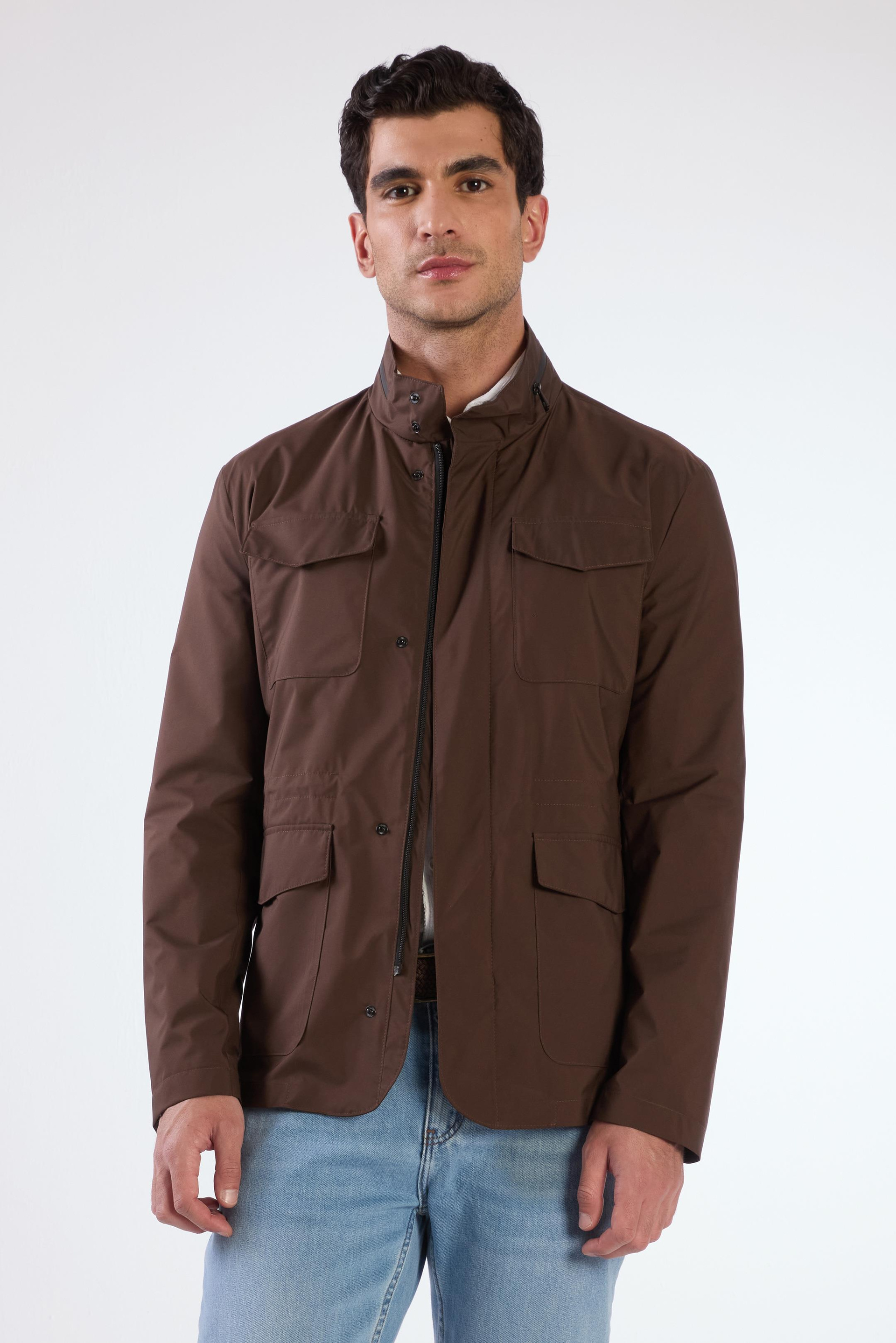 Kahverengi Erkek Regular Fit Düz Hakim Yaka Safari Mont - 104374