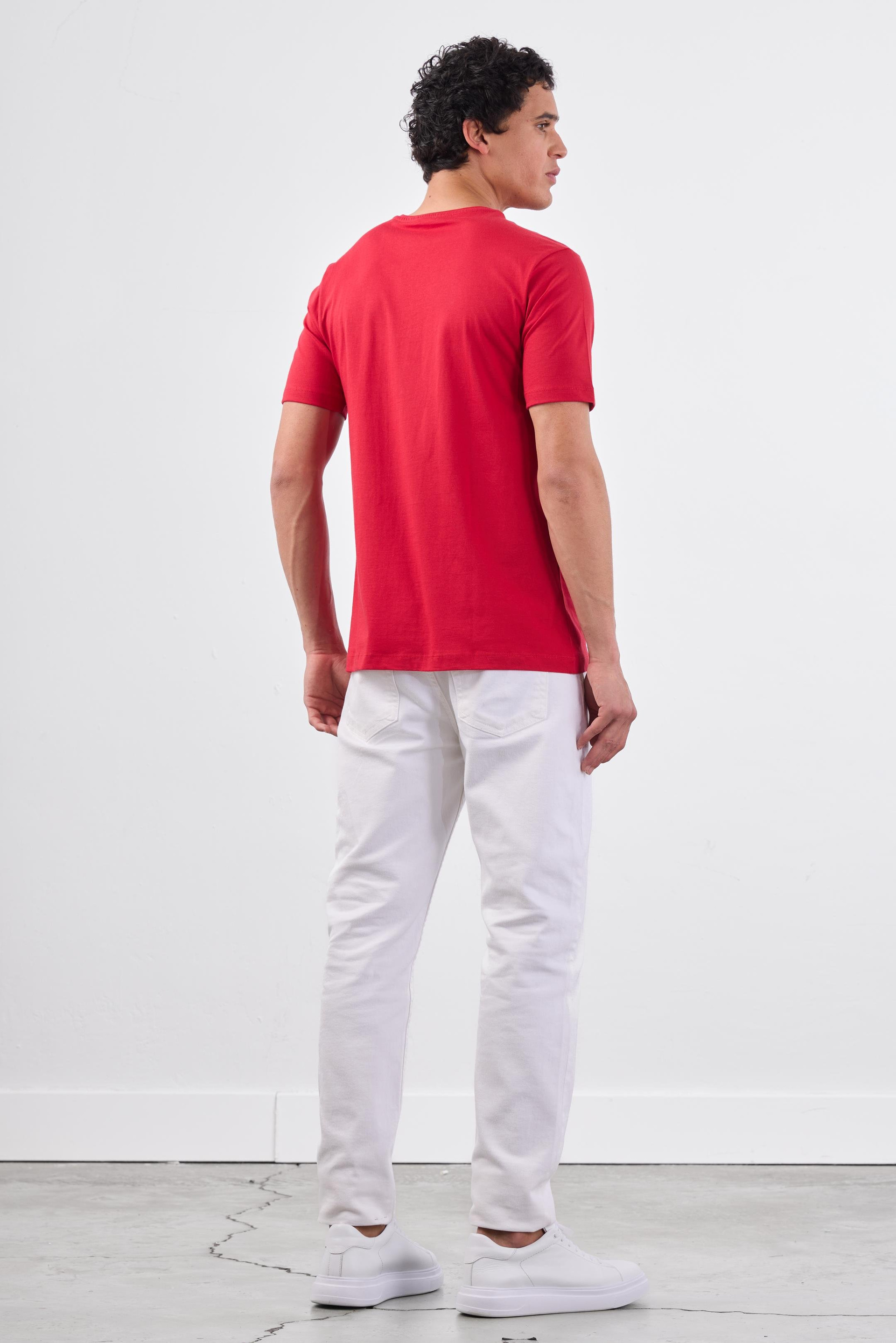 KIRMIZI   DÜZ ERKEK TSHIRT - SLIM FIT