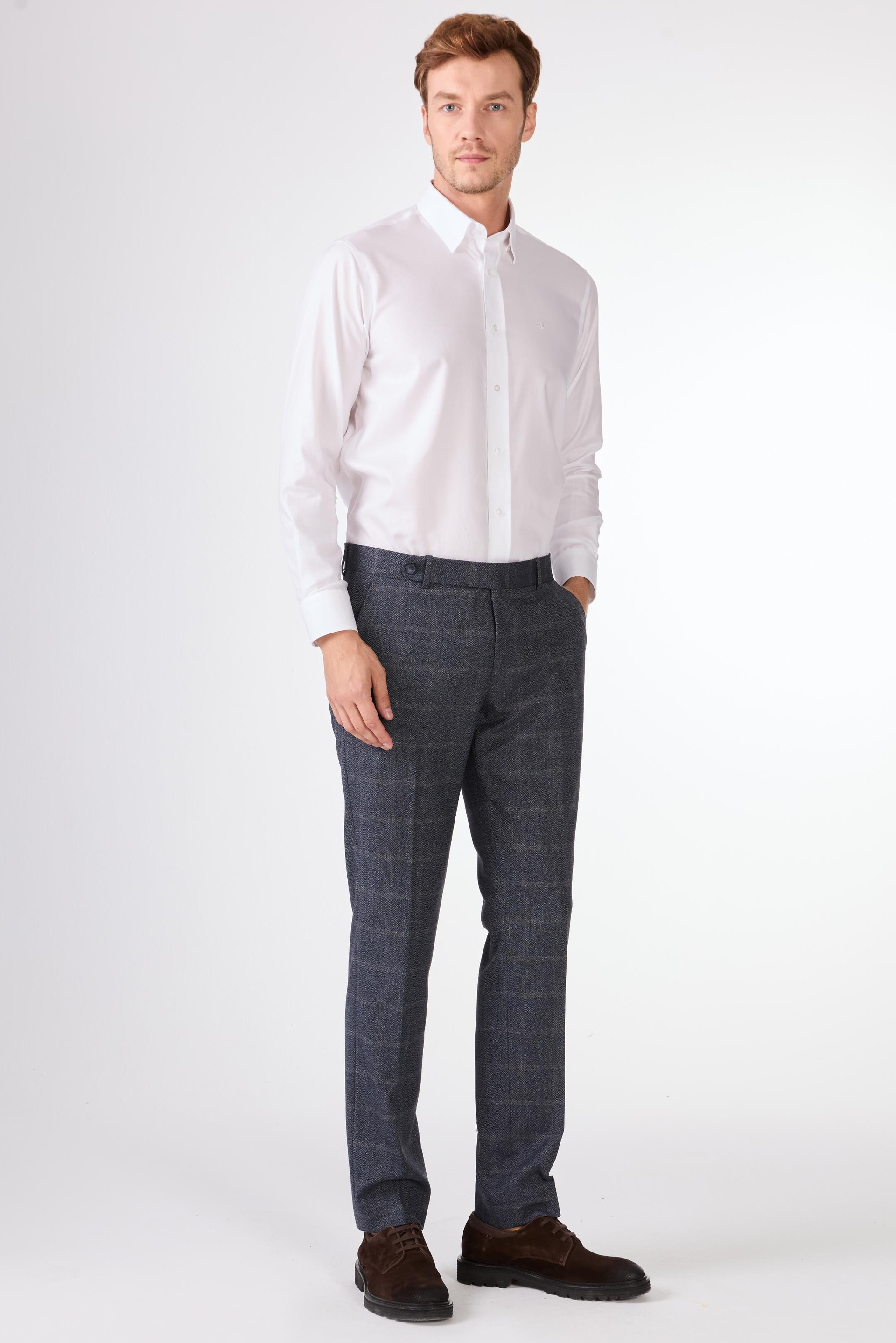 Lacivert   Balıksırtı Erkek Takım Elbise - Slim Fit