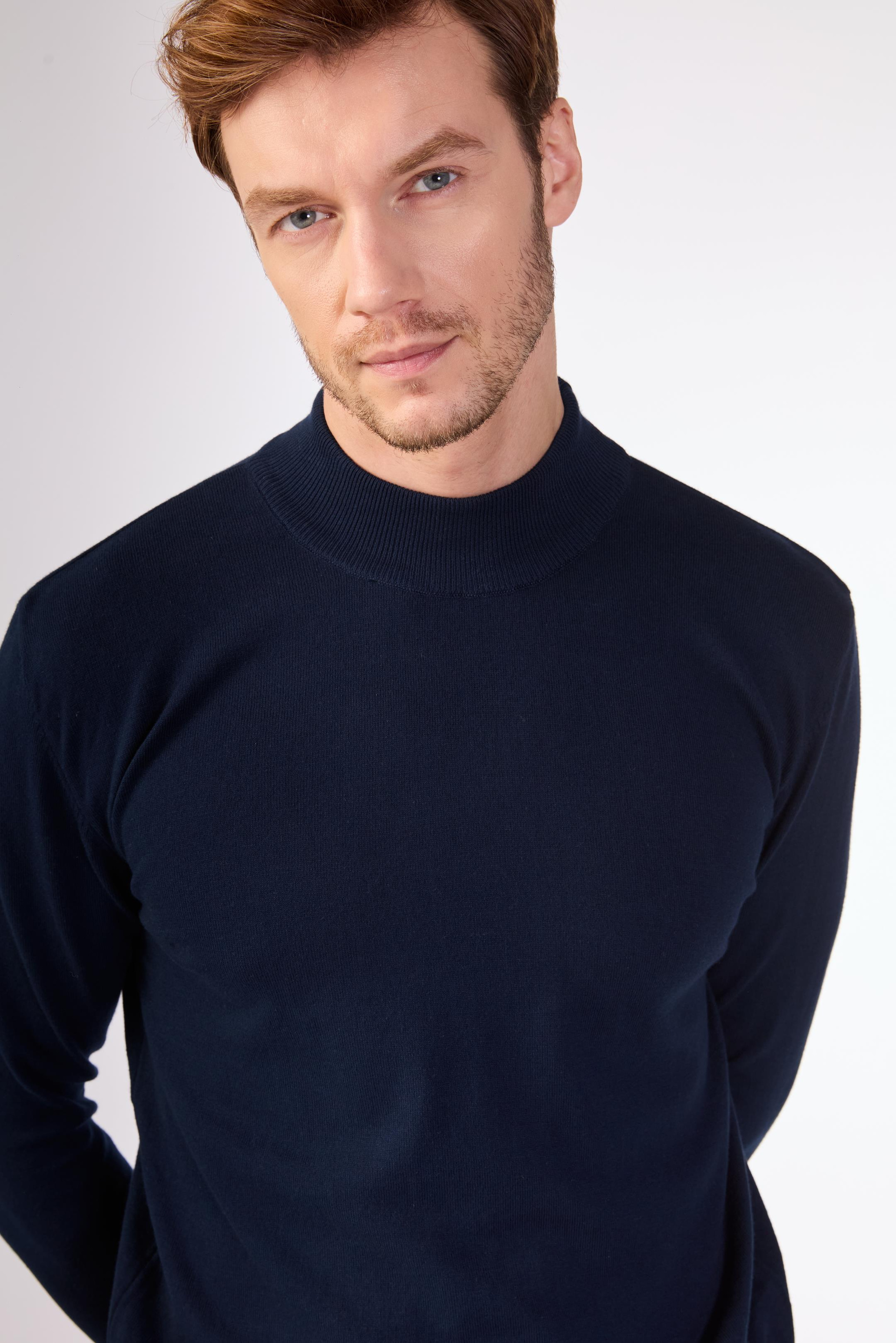 Lacivert   Düz Erkek Triko - Slim Fit