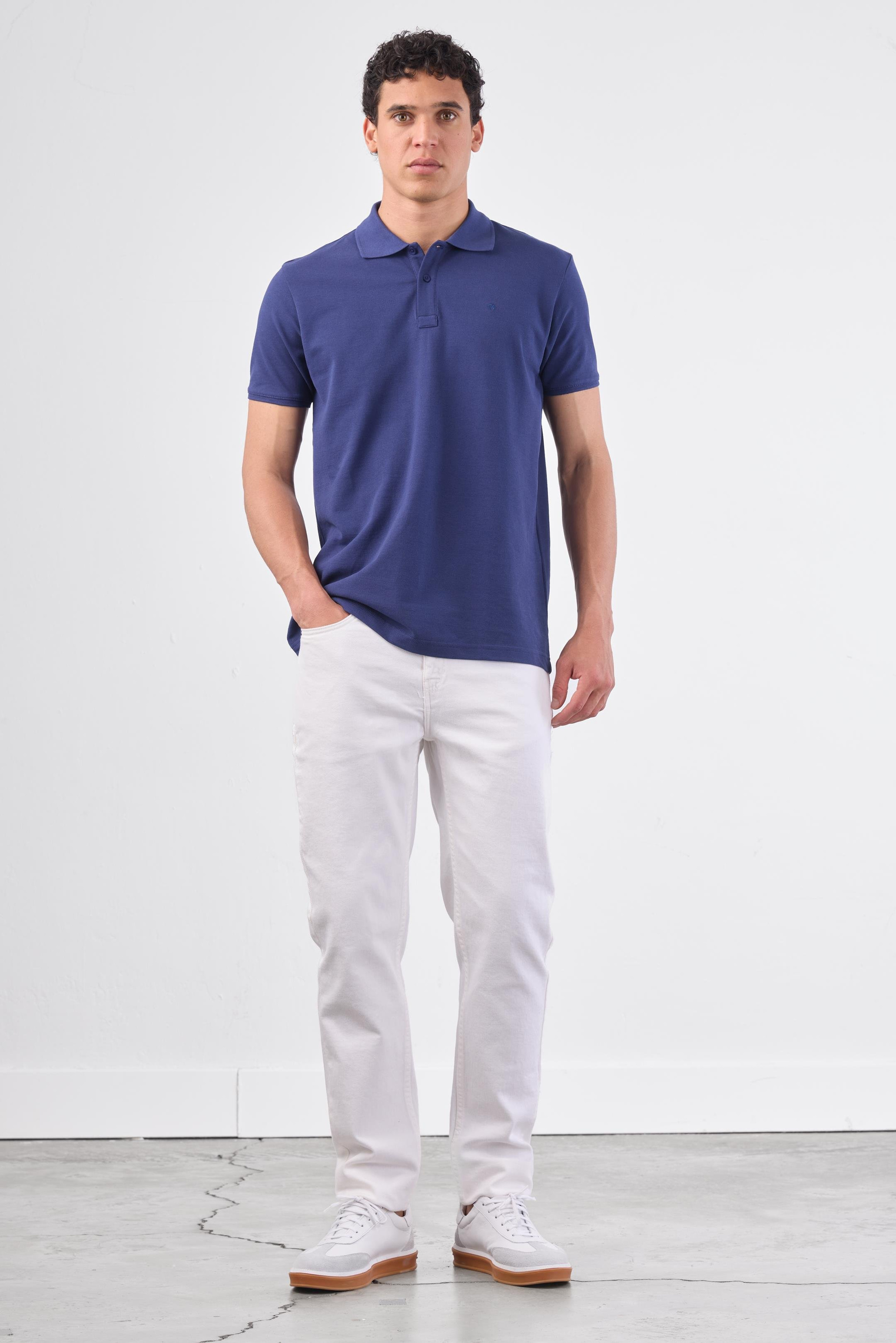 LACİVERT   DÜZ ERKEK TSHIRT - SLIM FIT