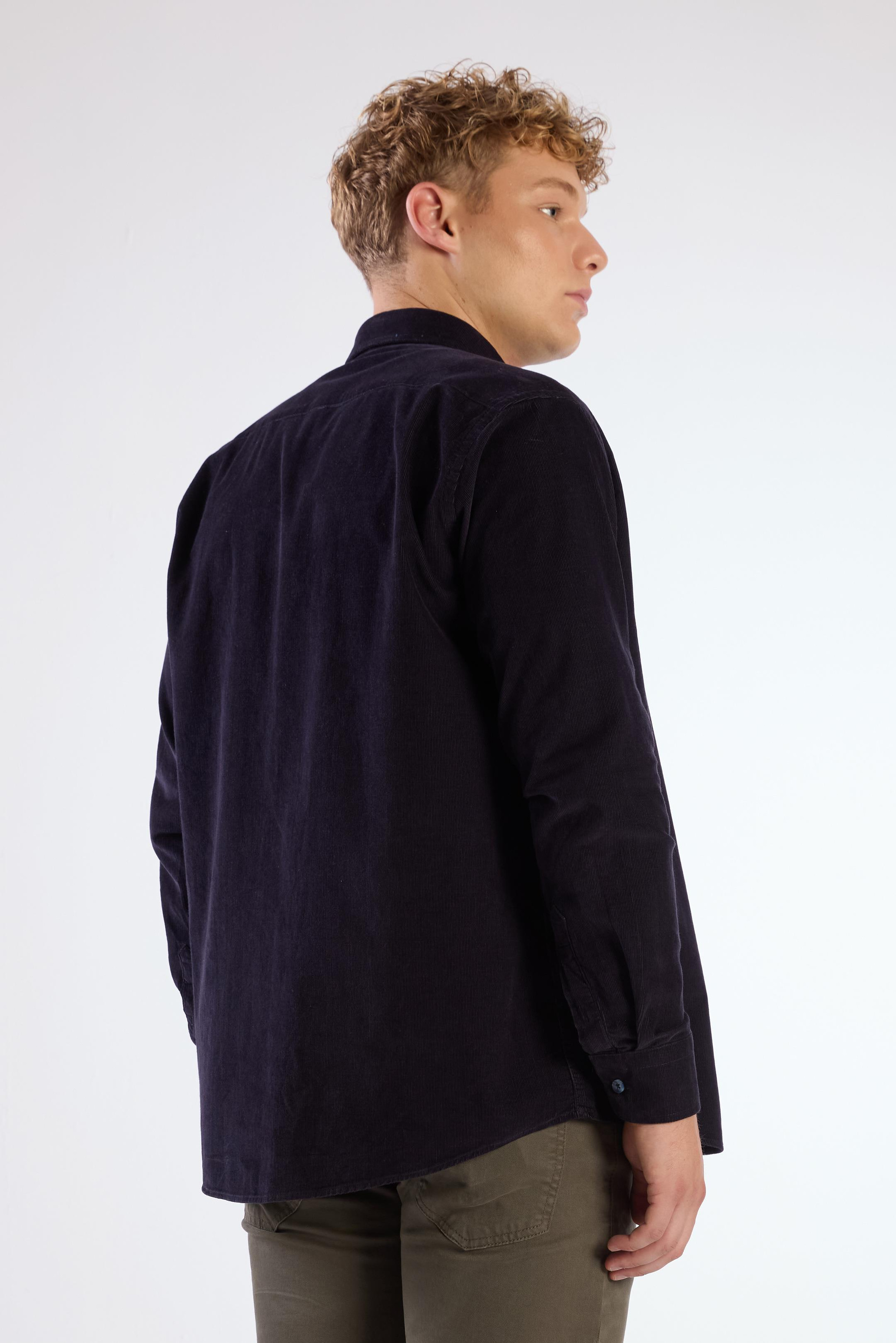 LACİVERT   FİTİLLİ ERKEK GÖMLEK - REGULAR FIT